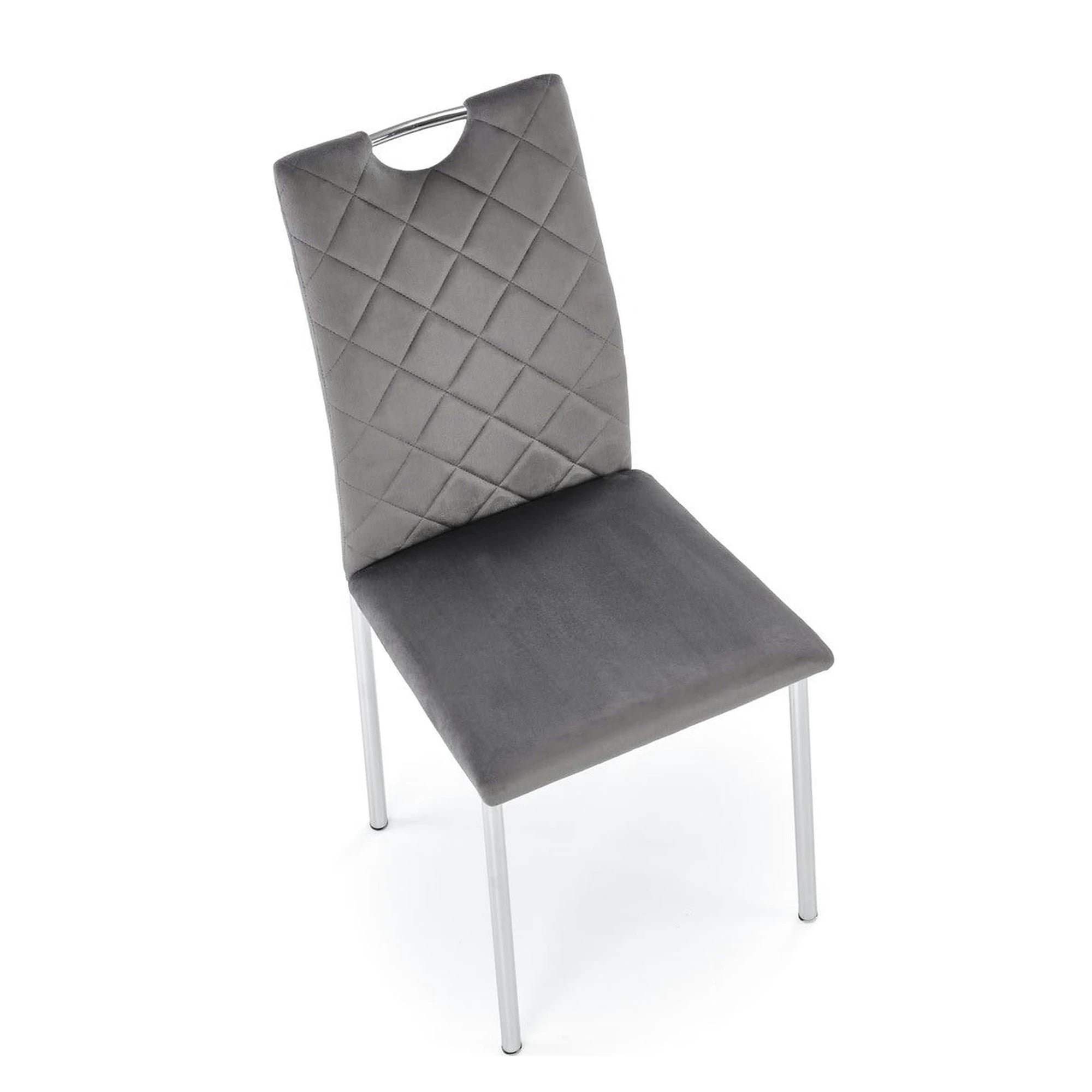 Scaun K578, gri - HLR 21/argintiu, stofa catifelata/otel, 43x53x93 cm