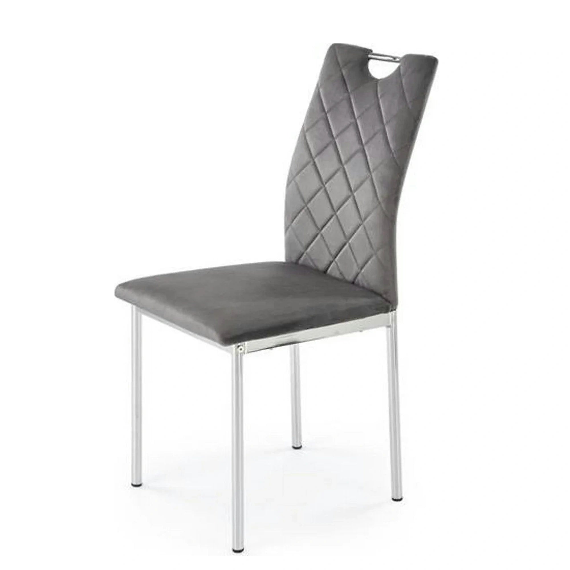 Scaun K578, gri - HLR 21/argintiu, stofa catifelata/otel, 43x53x93 cm