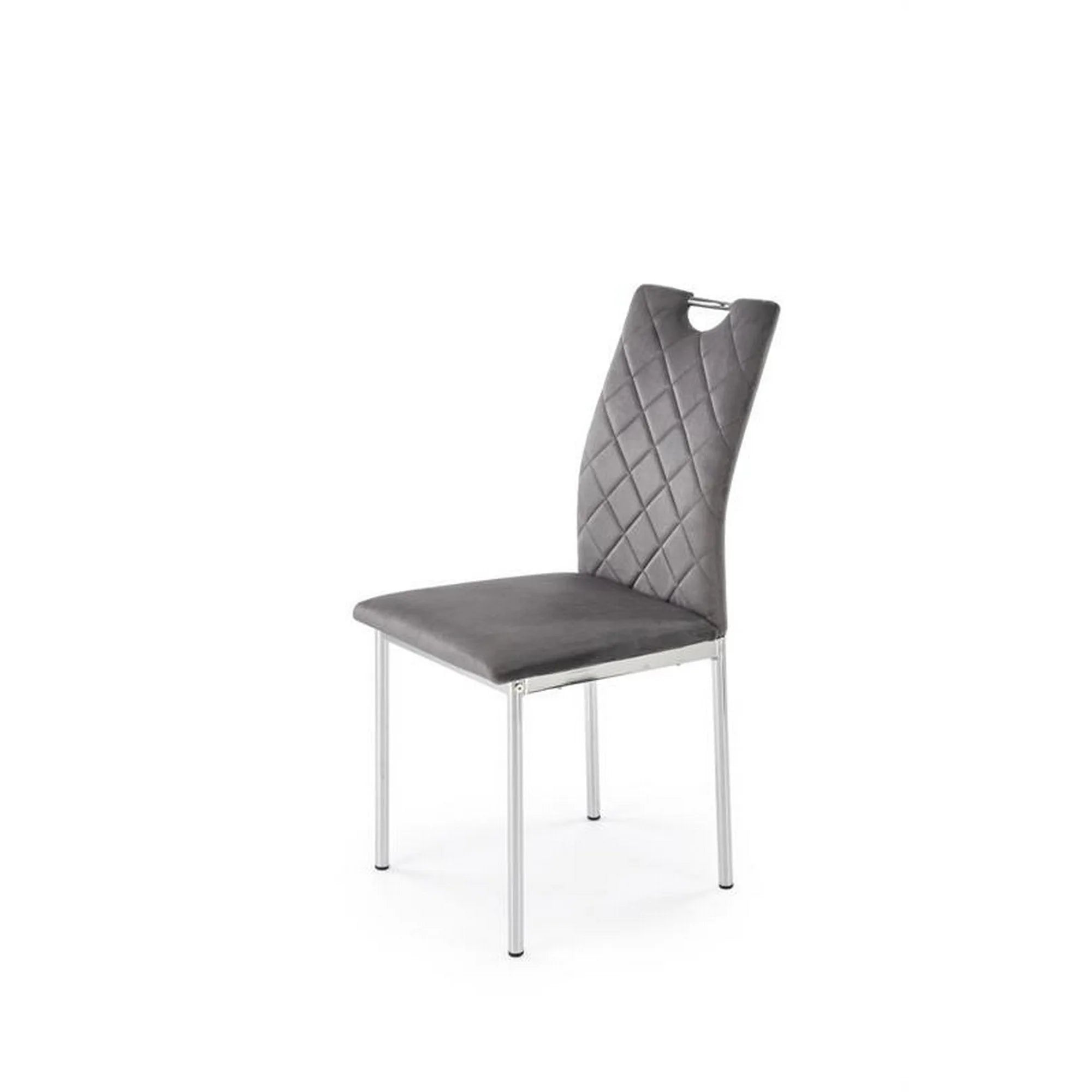 Scaun K578, gri - HLR 21/argintiu, stofa catifelata/otel, 43x53x93 cm