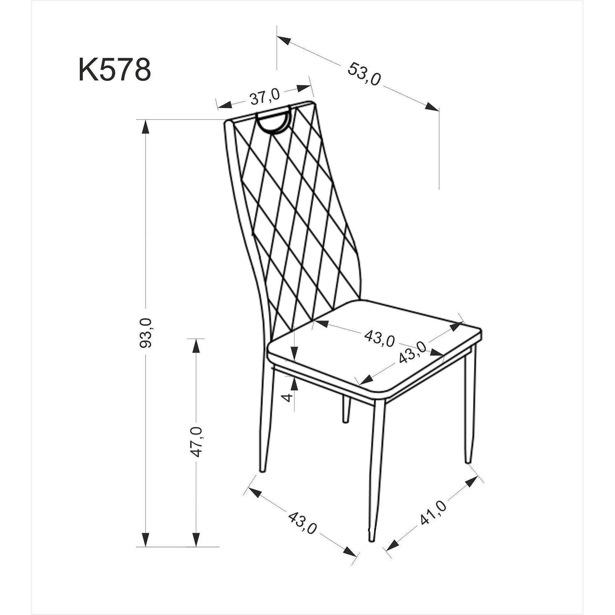 Scaun K578, negru - HLR 66/argintiu, stofa catifelata/otel, 43x53x93 cm