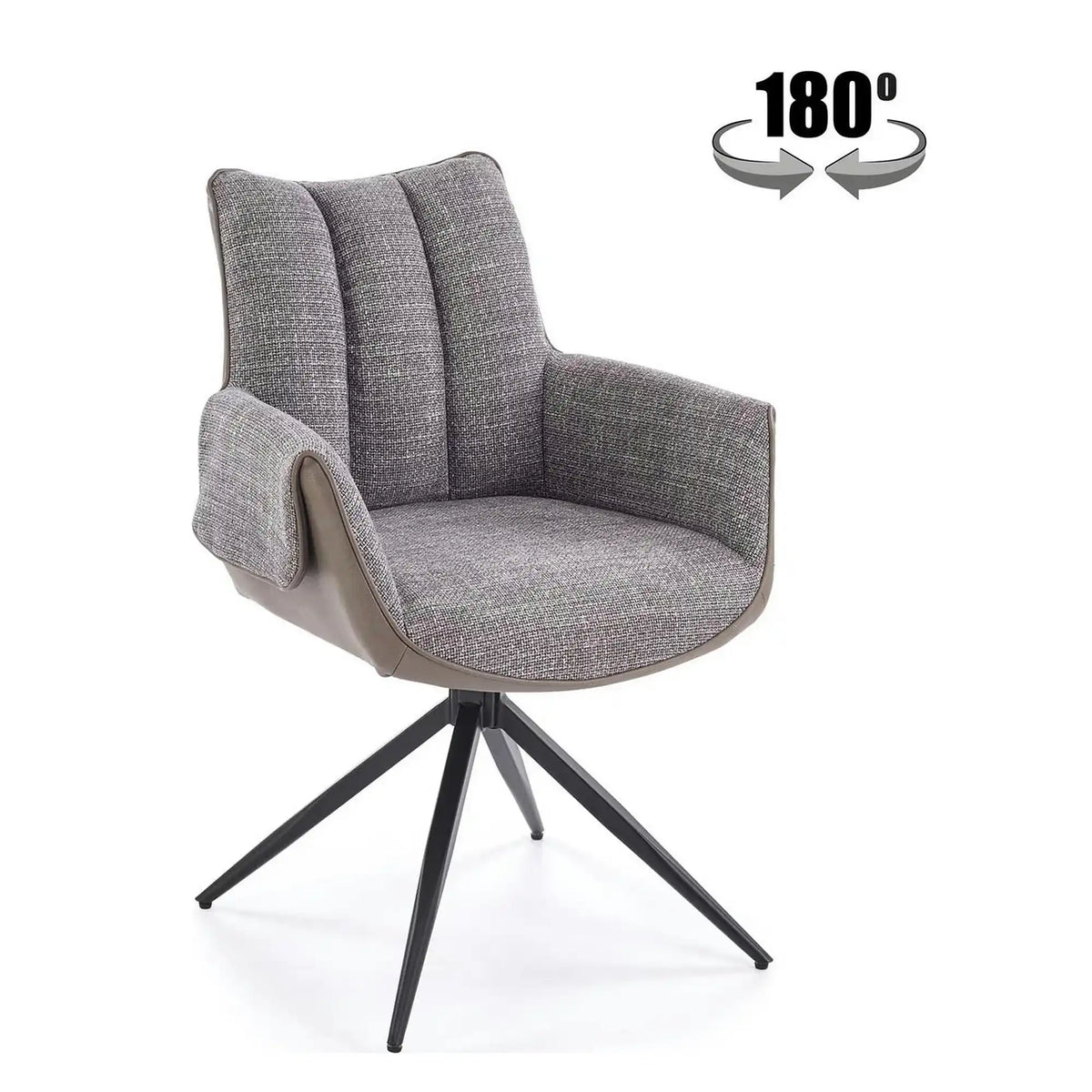 Scaun K579, gri/negru, stofa clasica/piele ecologica/otel, 65x64x87 cm