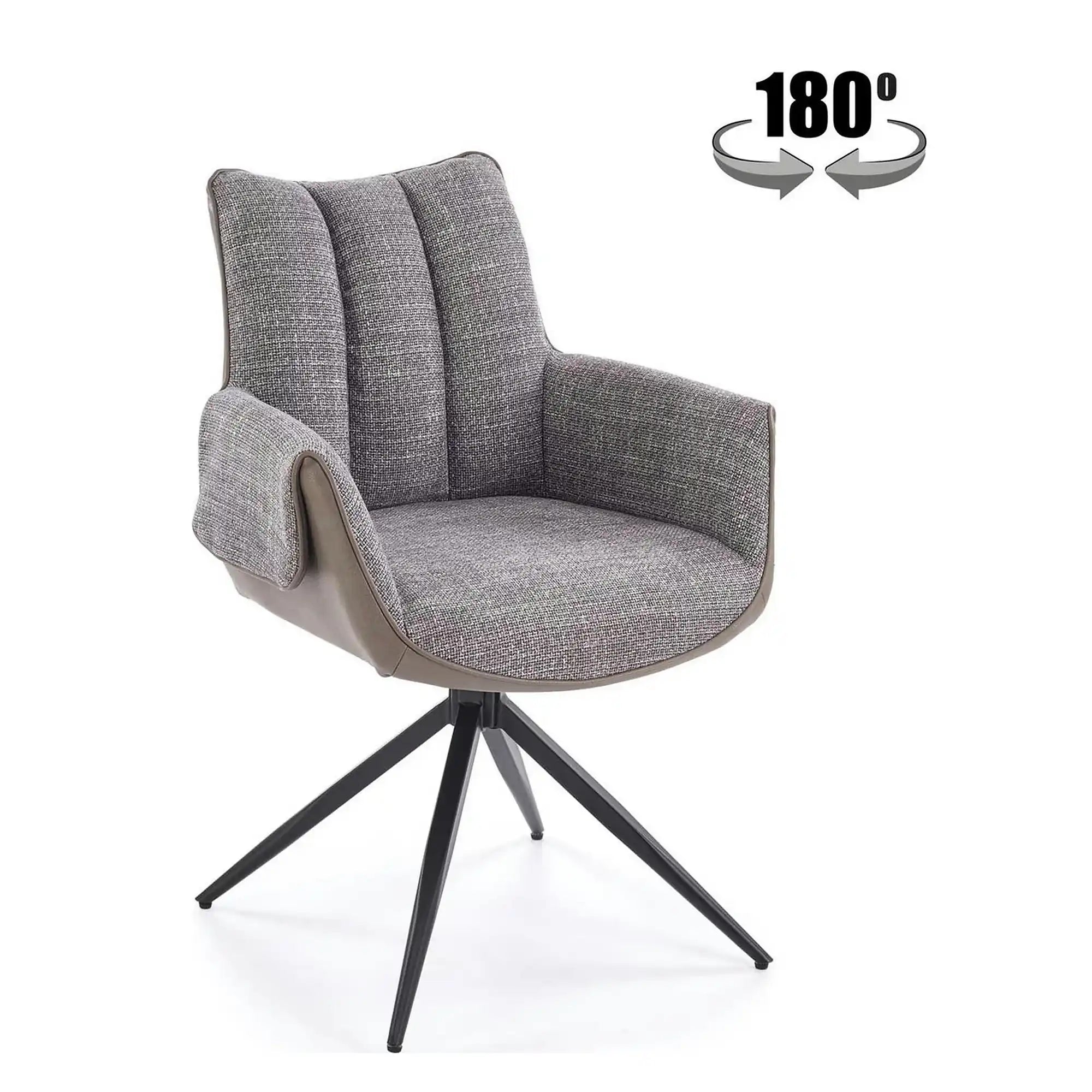Scaun K579, gri/negru, stofa clasica/piele ecologica/otel, 65x64x87 cm