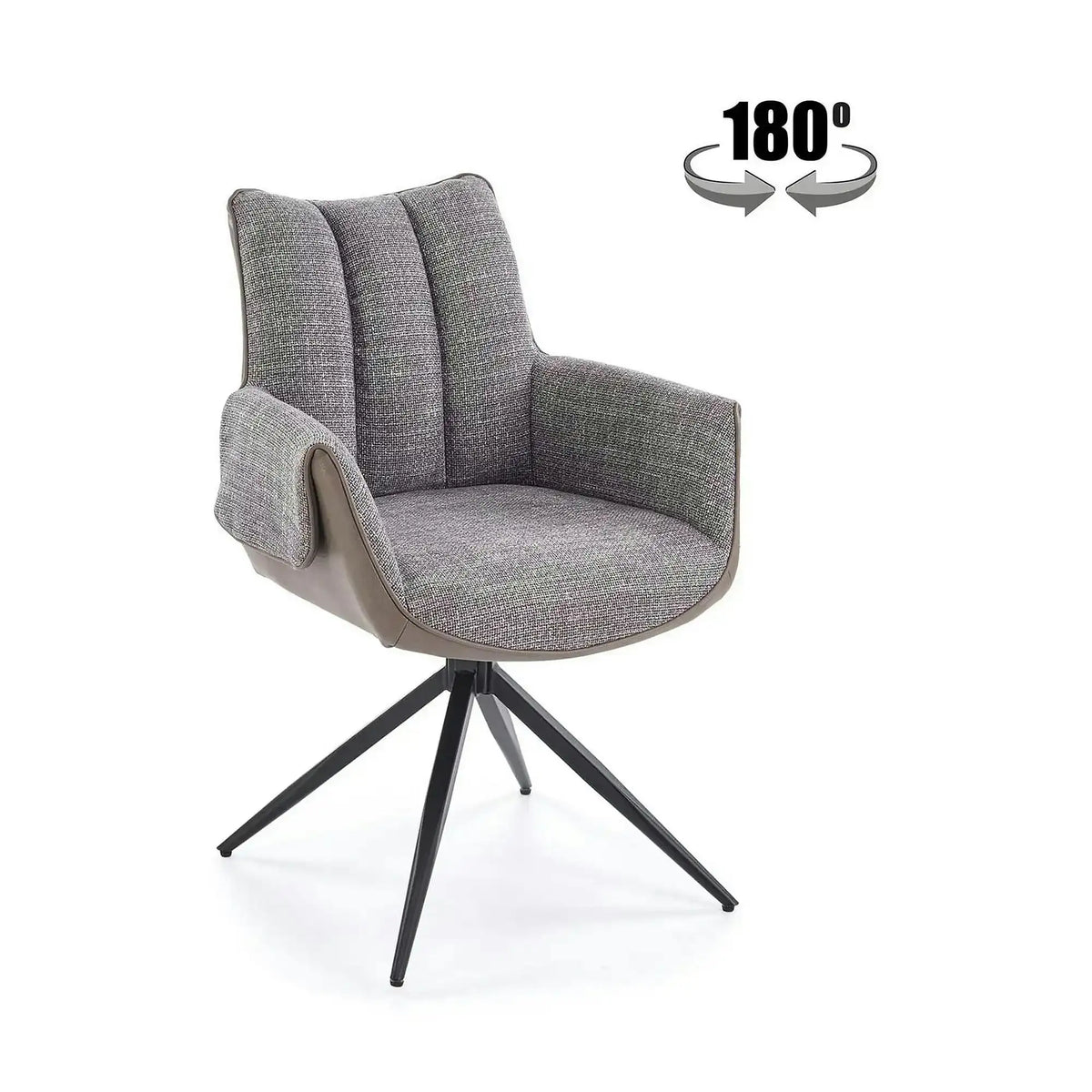 Scaun K579, gri/negru, stofa clasica/piele ecologica/otel, 65x64x87 cm