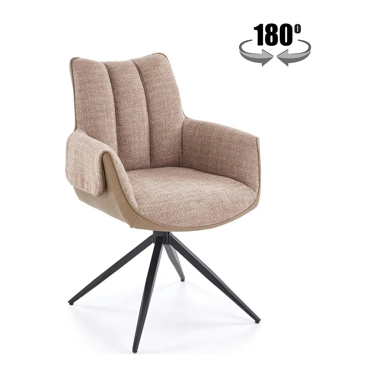 Scaun K579, maro/negru, stofa clasica/piele ecologica/otel, 65x64x87 cm