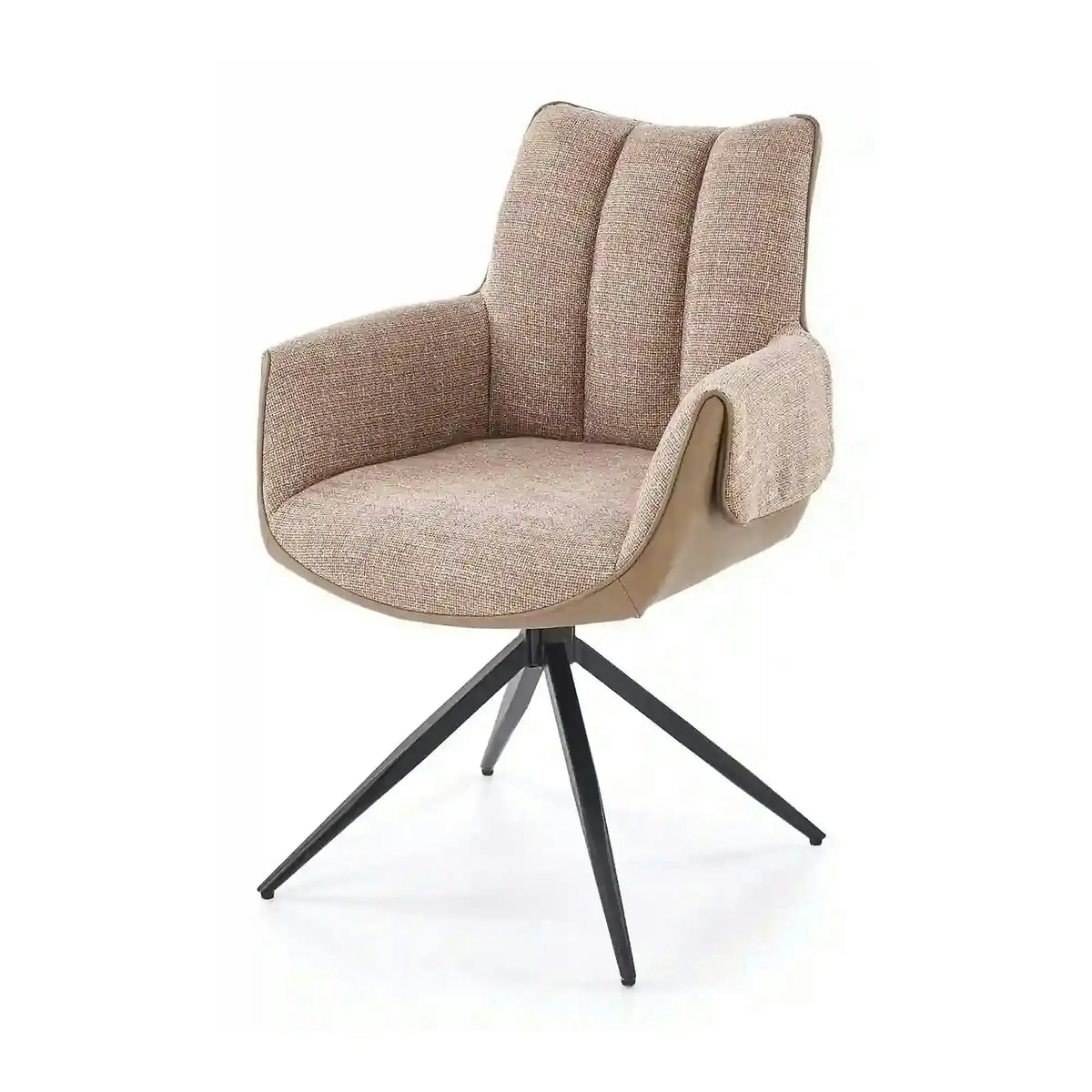 Scaun K579, maro/negru, stofa clasica/piele ecologica/otel, 65x64x87 cm