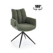 Scaun K579, verde olive/negru, stofa clasica/piele ecologica/otel, 65x64x87 cm