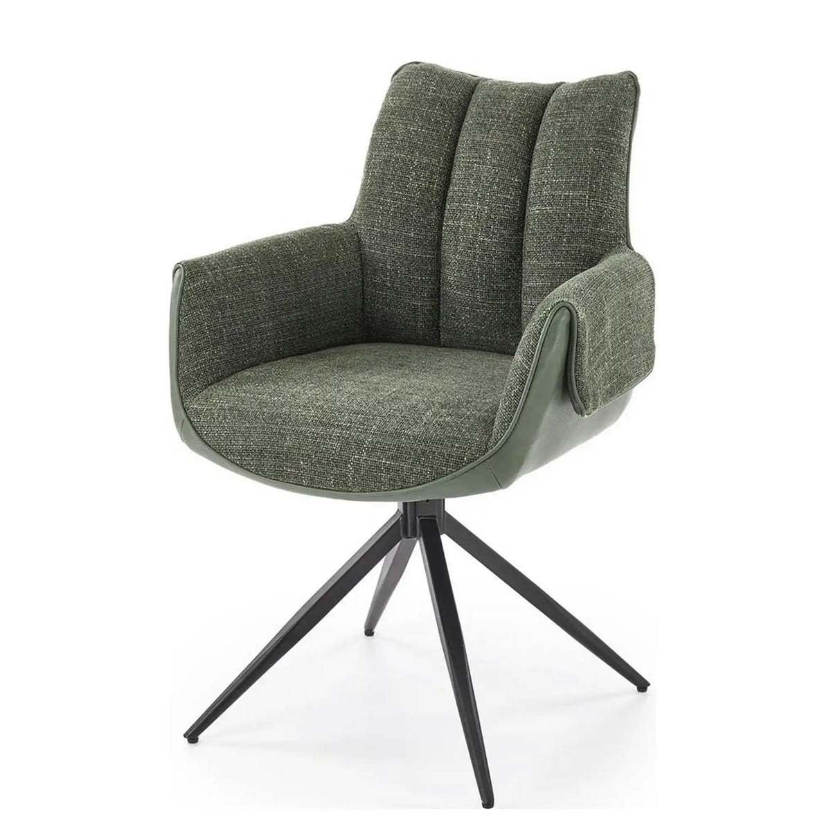 Scaun K579, verde olive/negru, stofa clasica/piele ecologica/otel, 65x64x87 cm
