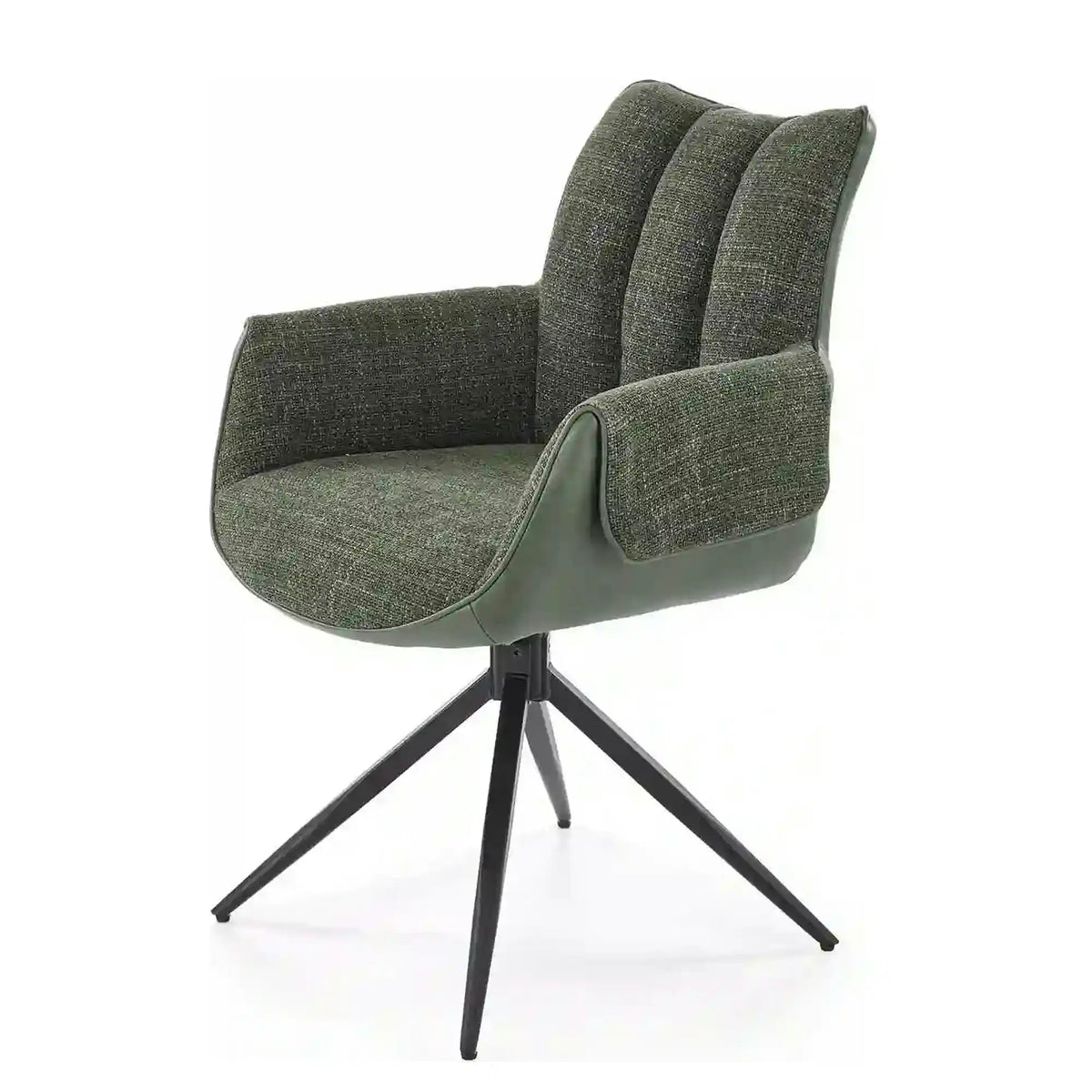 Scaun K579, verde olive/negru, stofa clasica/piele ecologica/otel, 65x64x87 cm