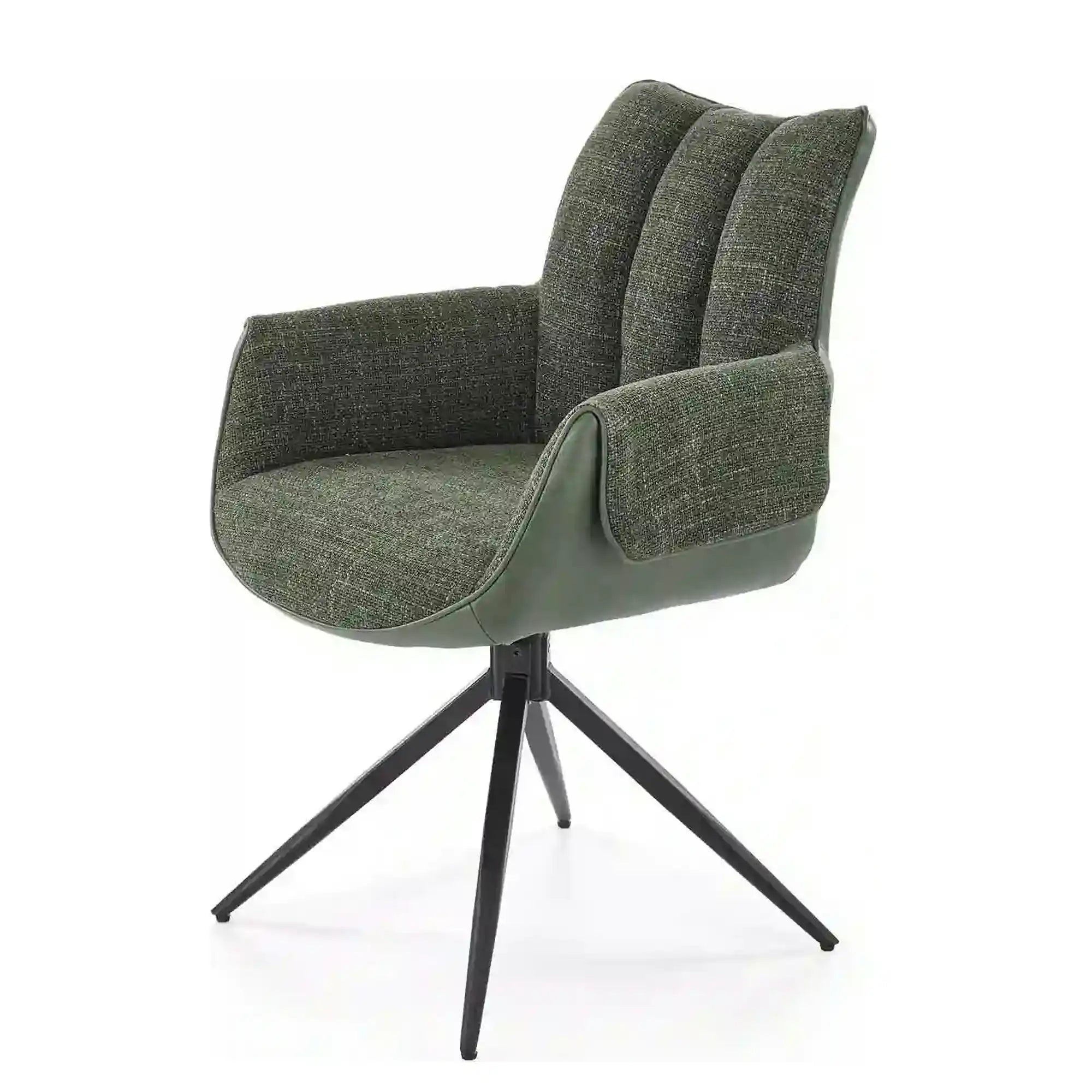 Scaun K579, verde olive/negru, stofa clasica/piele ecologica/otel, 65x64x87 cm