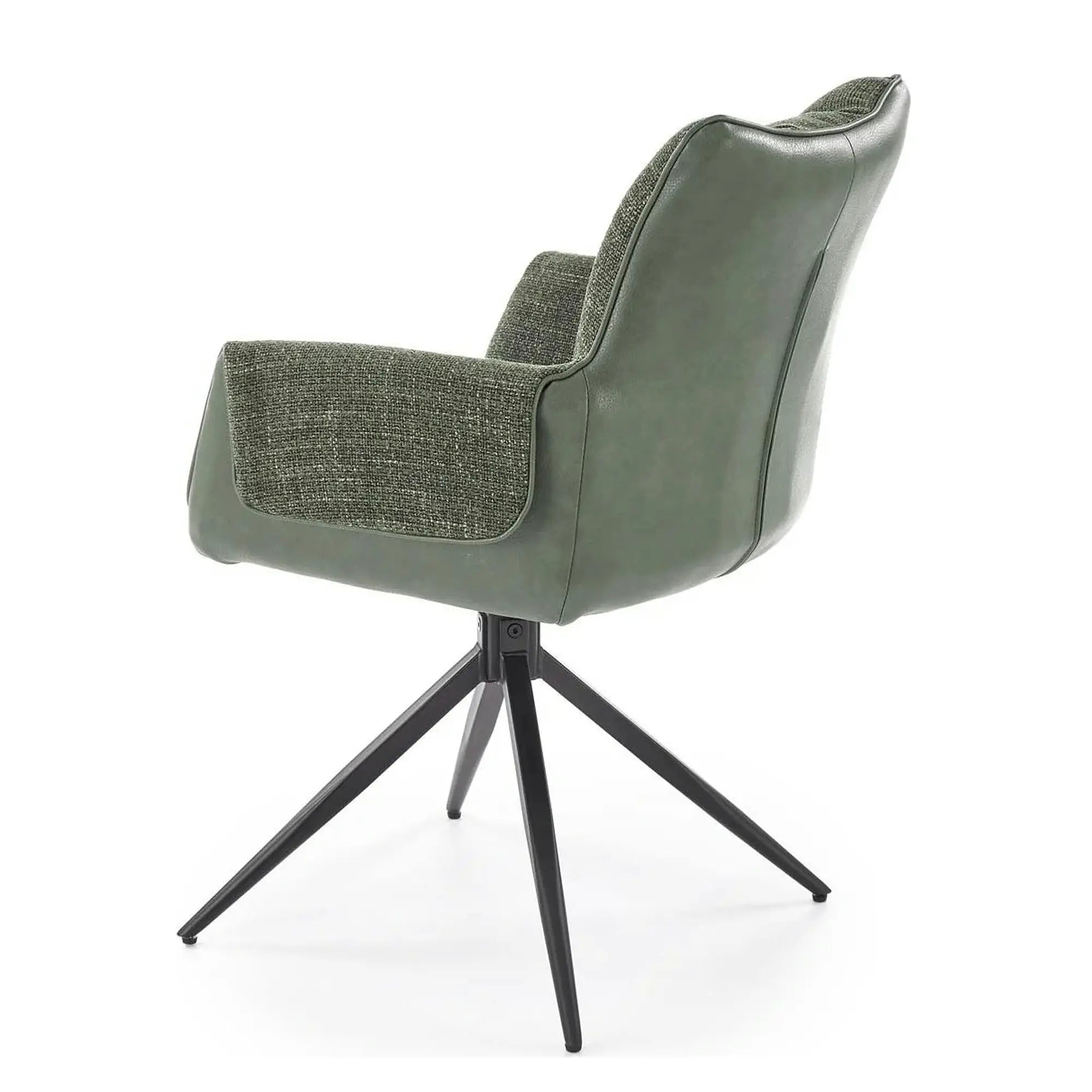 Scaun K579, verde olive/negru, stofa clasica/piele ecologica/otel, 65x64x87 cm