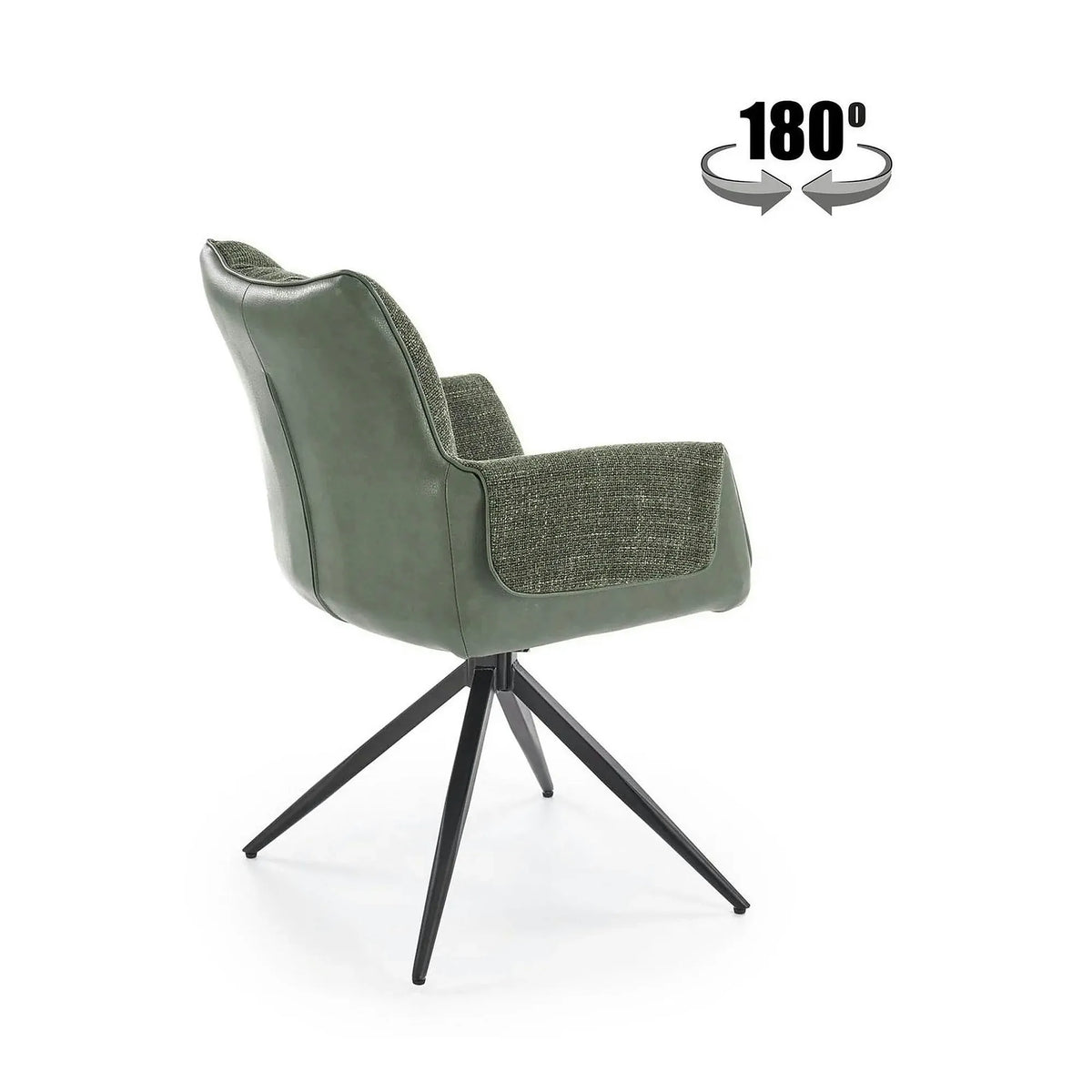 Scaun K579, verde olive/negru, stofa clasica/piele ecologica/otel, 65x64x87 cm