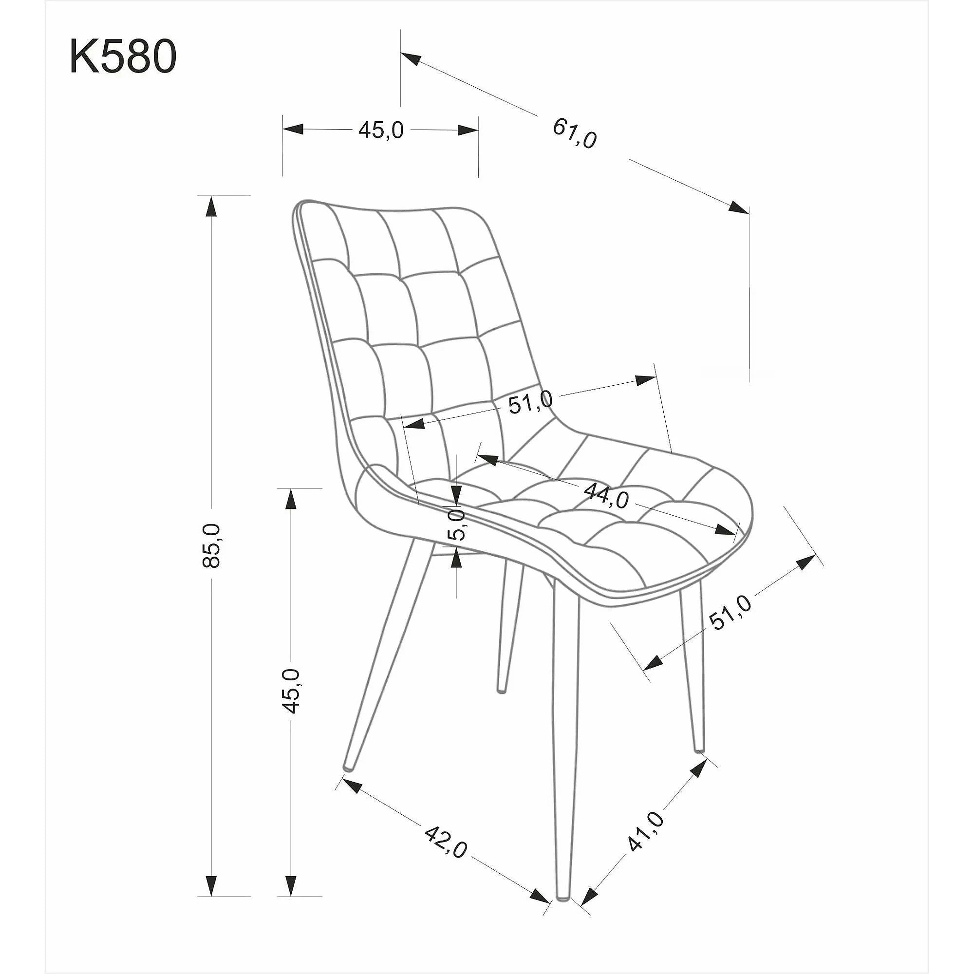 Scaun K580, gri - HLR 21, stofa catifelata/otel, 51x61x85 cm
