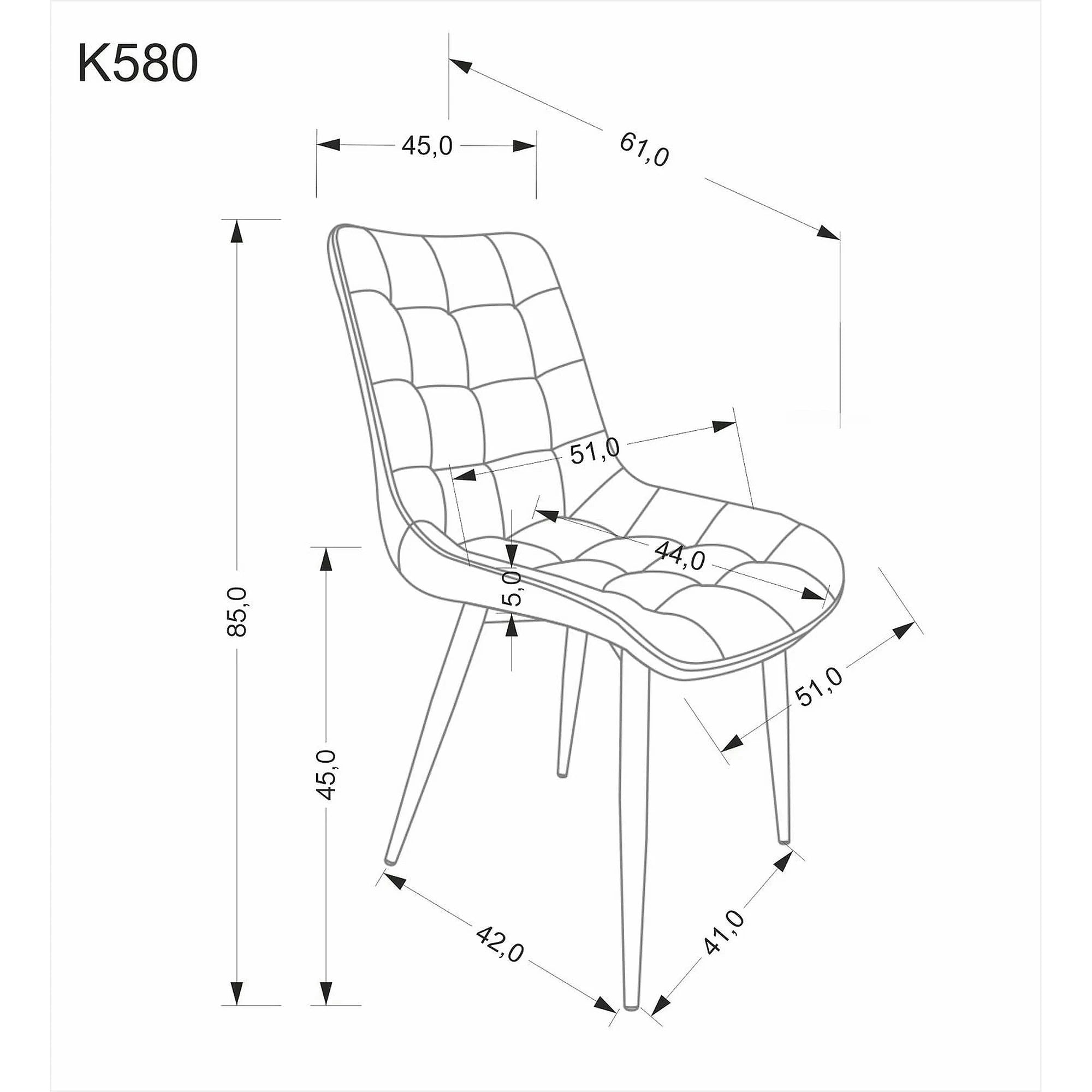 Scaun K580, negru - HLR 66, stofa catifelata/otel, 51x61x85 cm