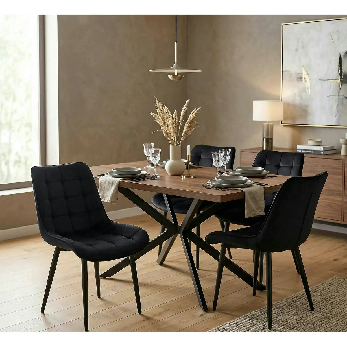 Scaun K580, negru - HLR 66, stofa catifelata/otel, 51x61x85 cm