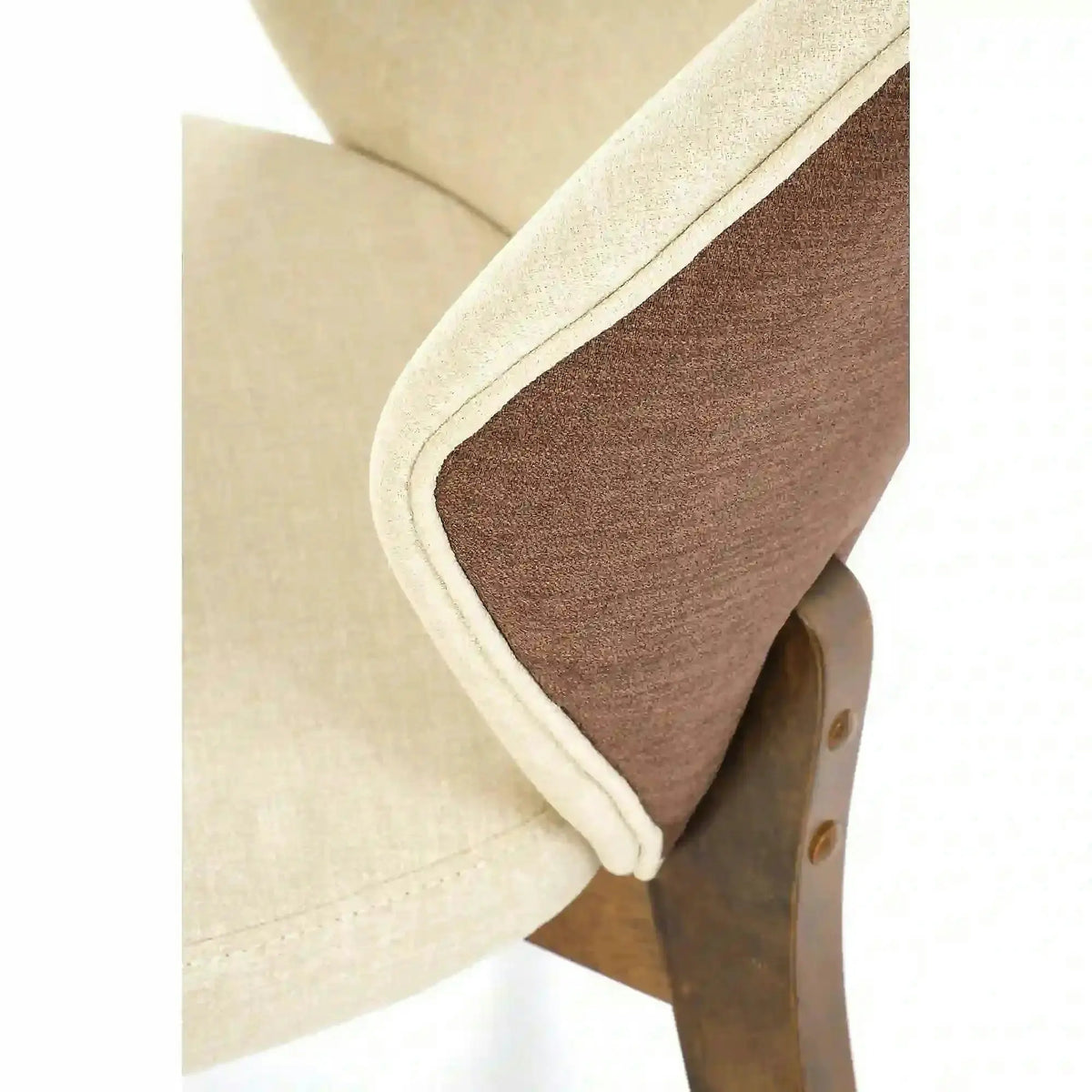 Scaun K583, bej/nuc, stofa clasica/lemn, 57x63x81 cm