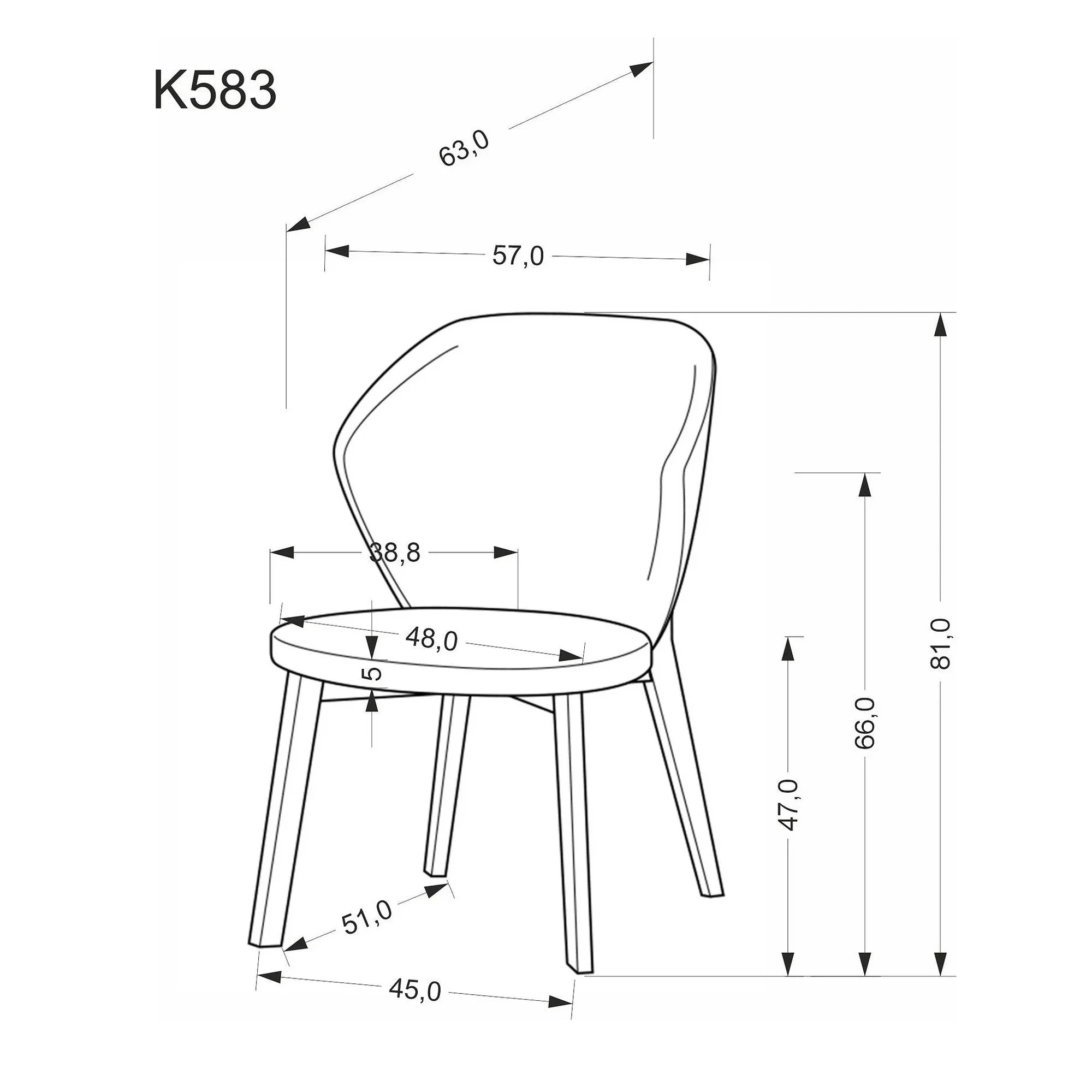 Scaun K583, bej/nuc, stofa clasica/lemn, 57x63x81 cm