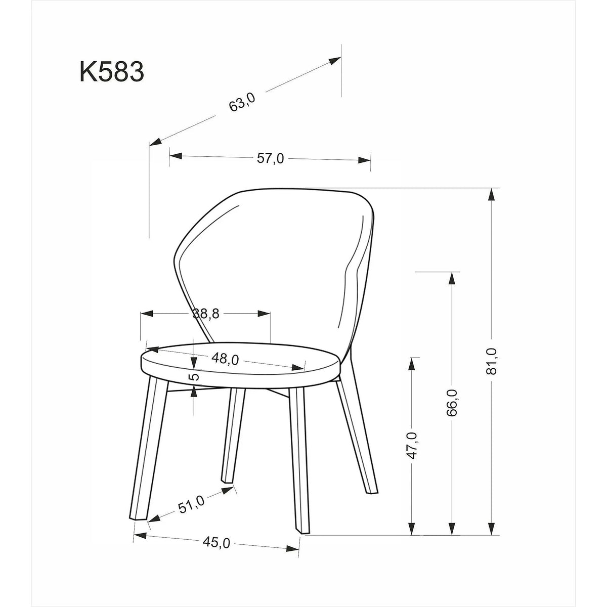 Scaun K583, bej/nuc, stofa clasica/lemn, 57x63x81 cm