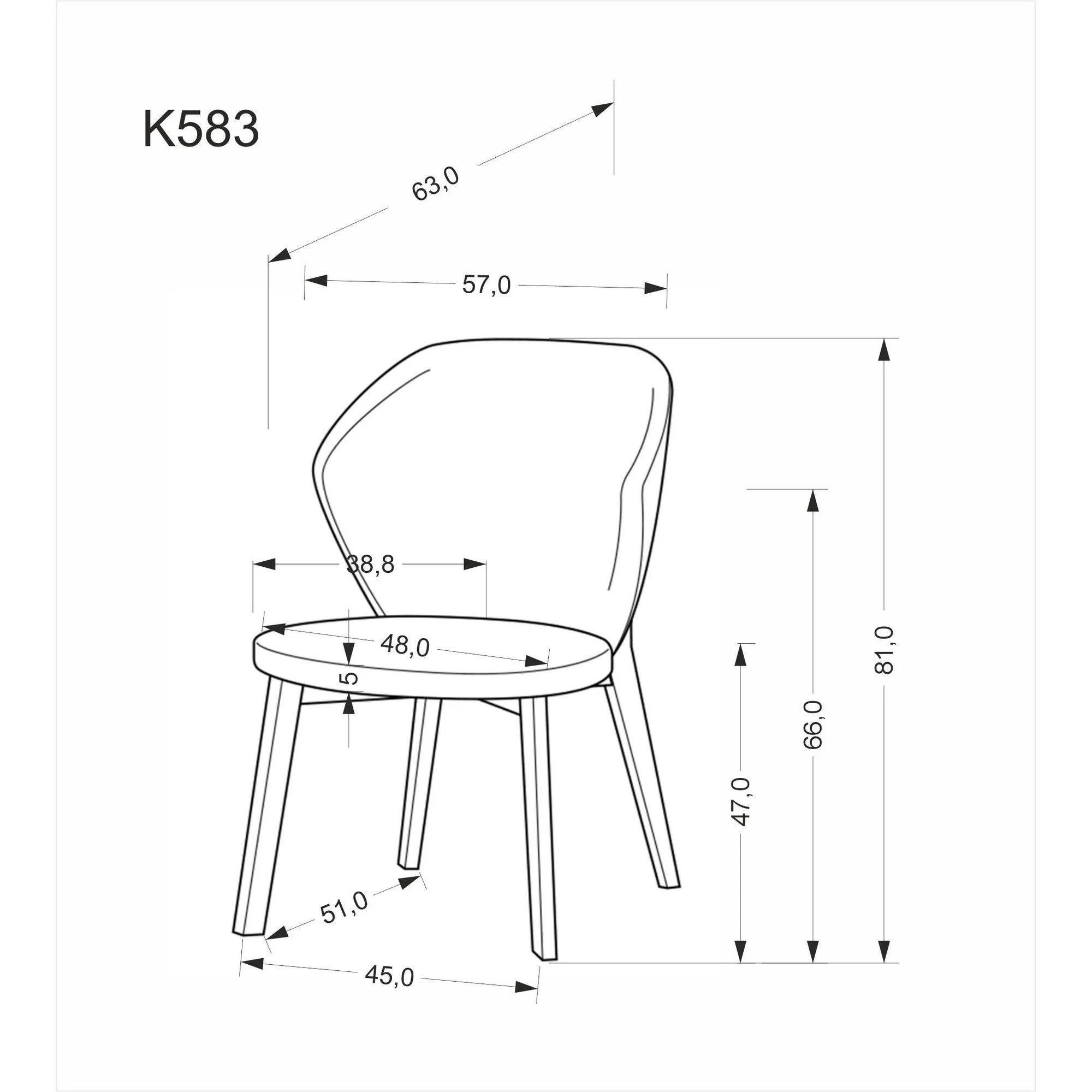Scaun K583, bej/nuc, stofa clasica/lemn, 57x63x81 cm