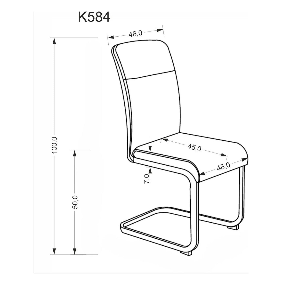 Scaun K584, bej/casmir, stofa clasica/otel, 46x60x100 cm