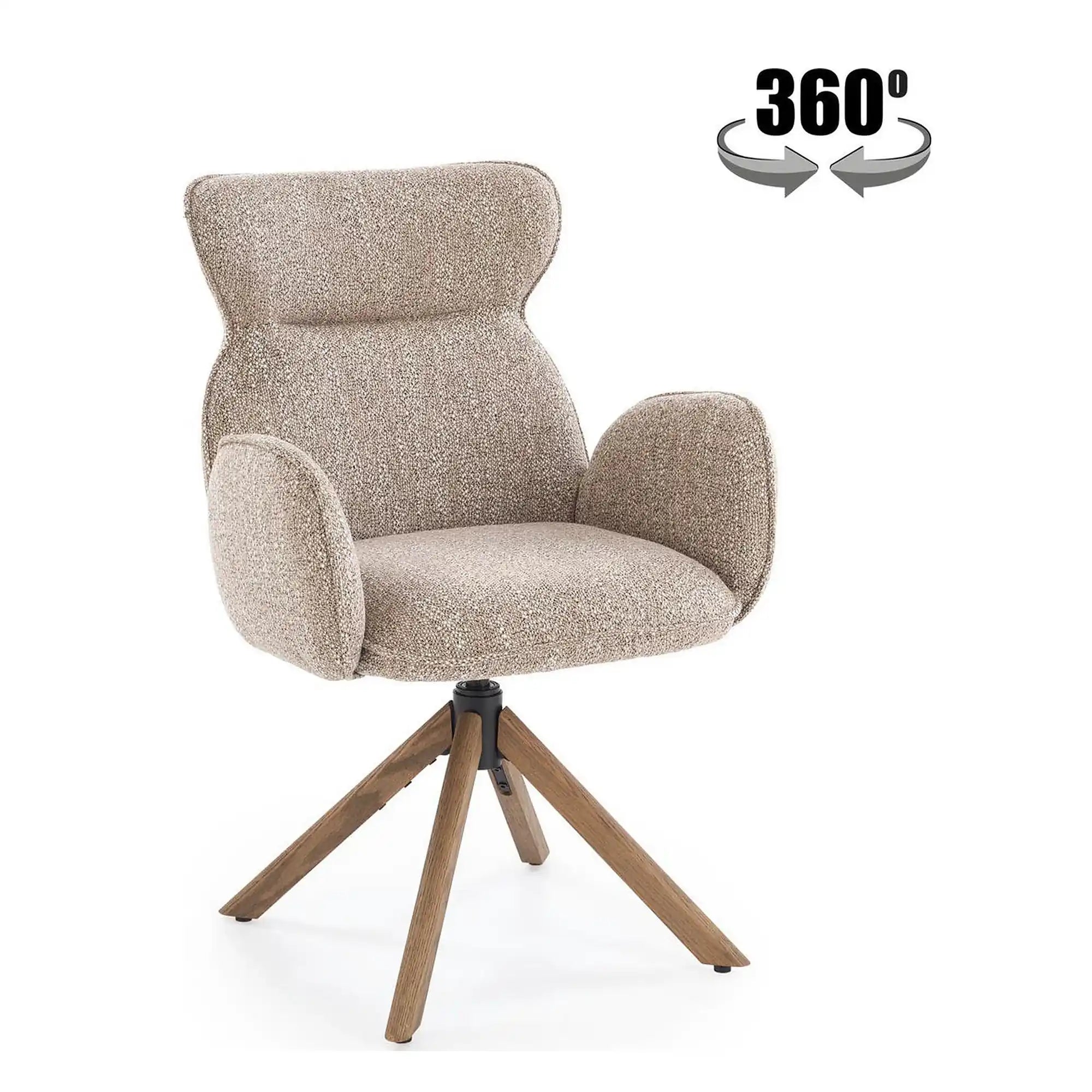 Scaun K585, bej inchis/nuc, stofa clasica/lemn, 63x64x93 cm