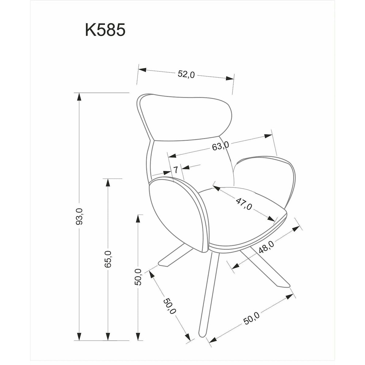 Scaun K585, bej inchis/nuc, stofa clasica/lemn, 63x64x93 cm