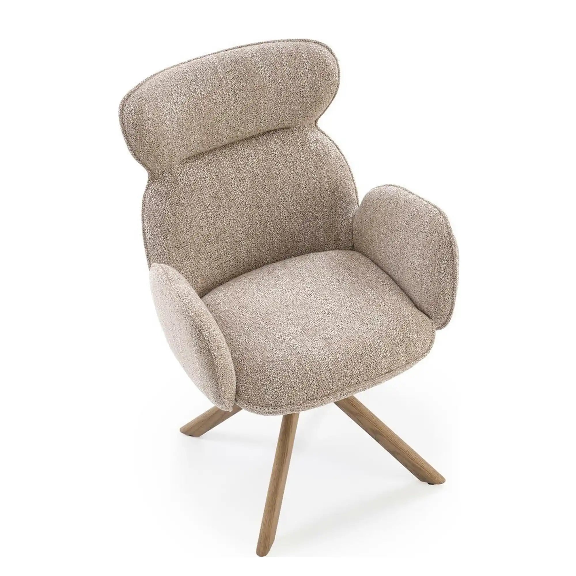 Scaun K585, bej inchis/nuc, stofa clasica/lemn, 63x64x93 cm
