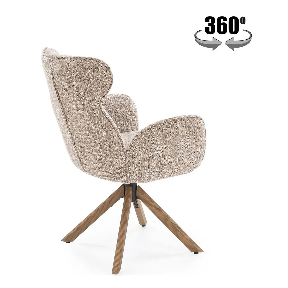 Scaun K585, bej inchis/nuc, stofa clasica/lemn, 63x64x93 cm