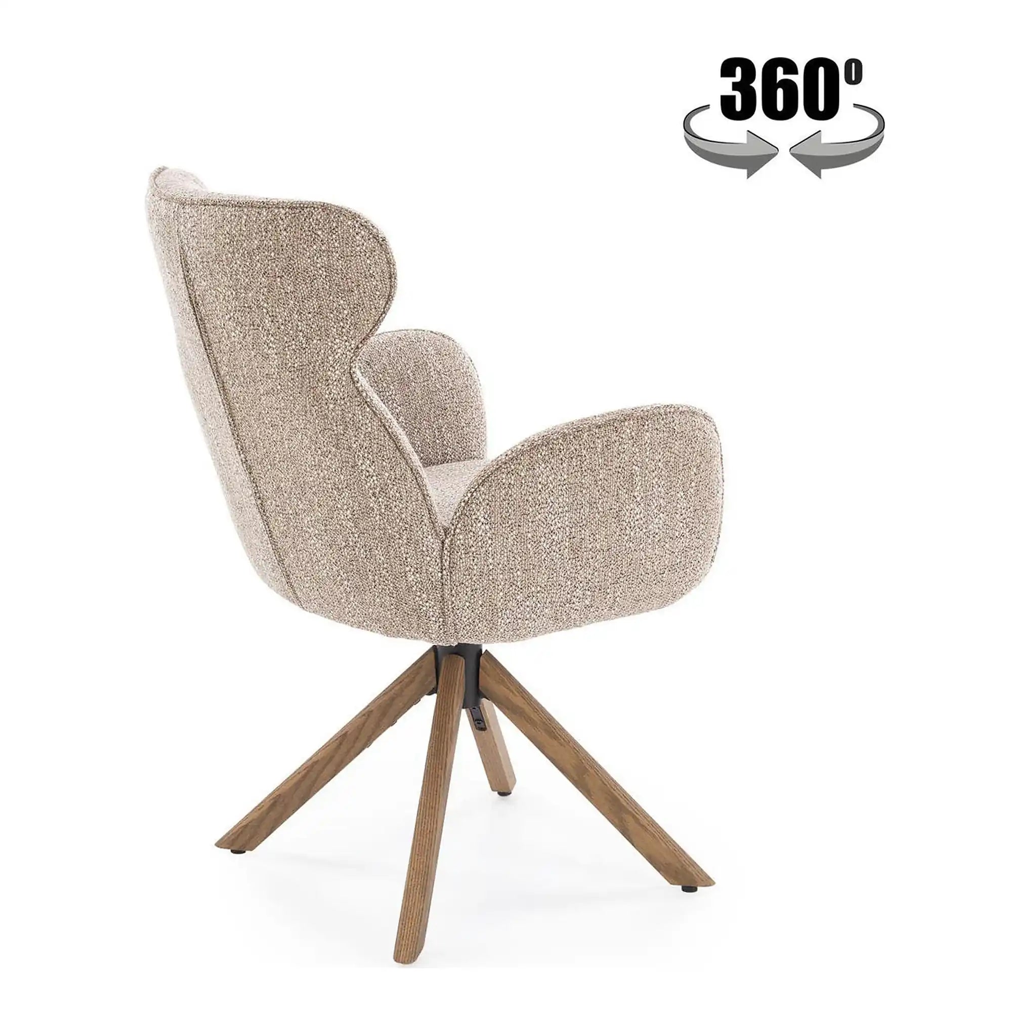 Scaun K585, bej inchis/nuc, stofa clasica/lemn, 63x64x93 cm