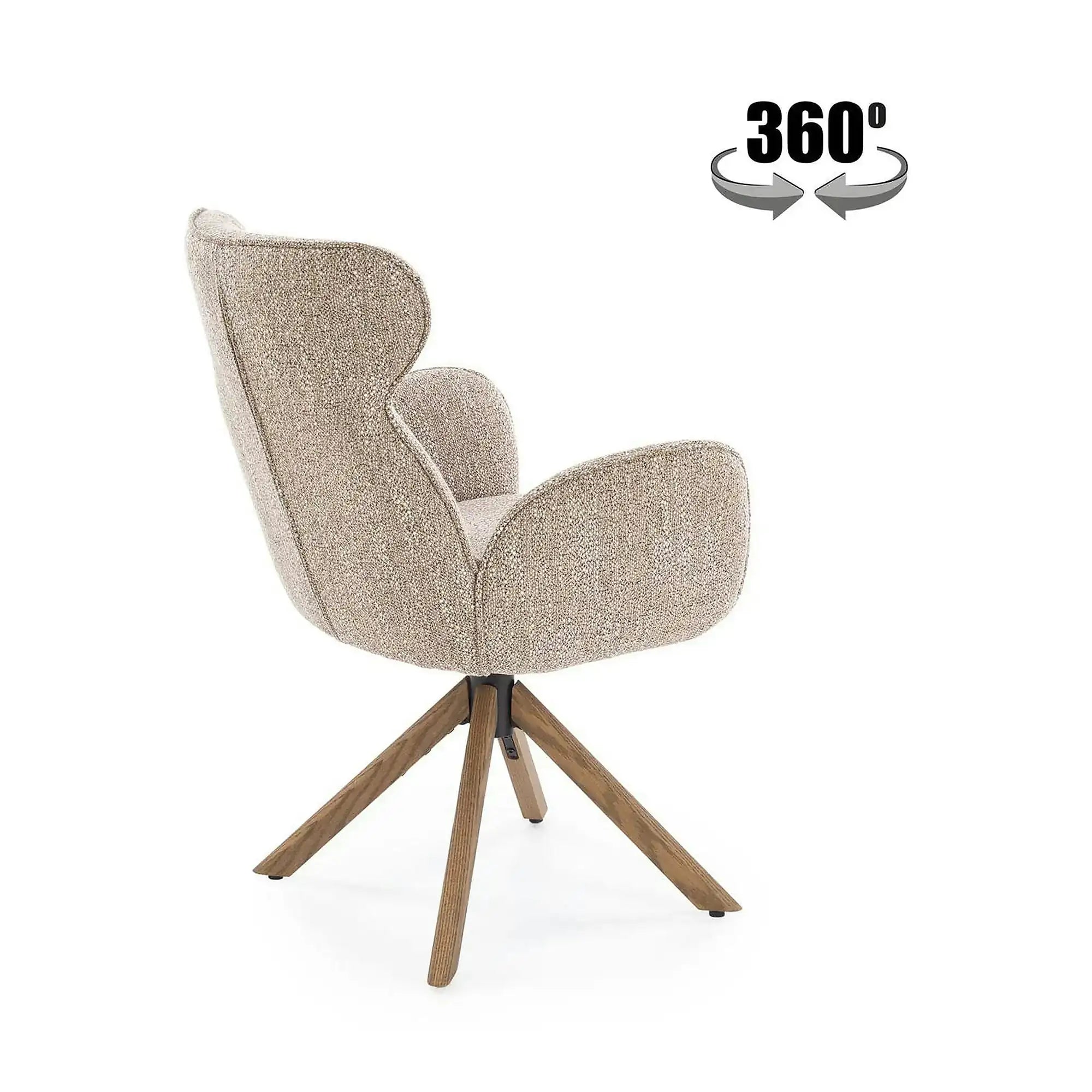 Scaun K585, bej inchis/nuc, stofa clasica/lemn, 63x64x93 cm