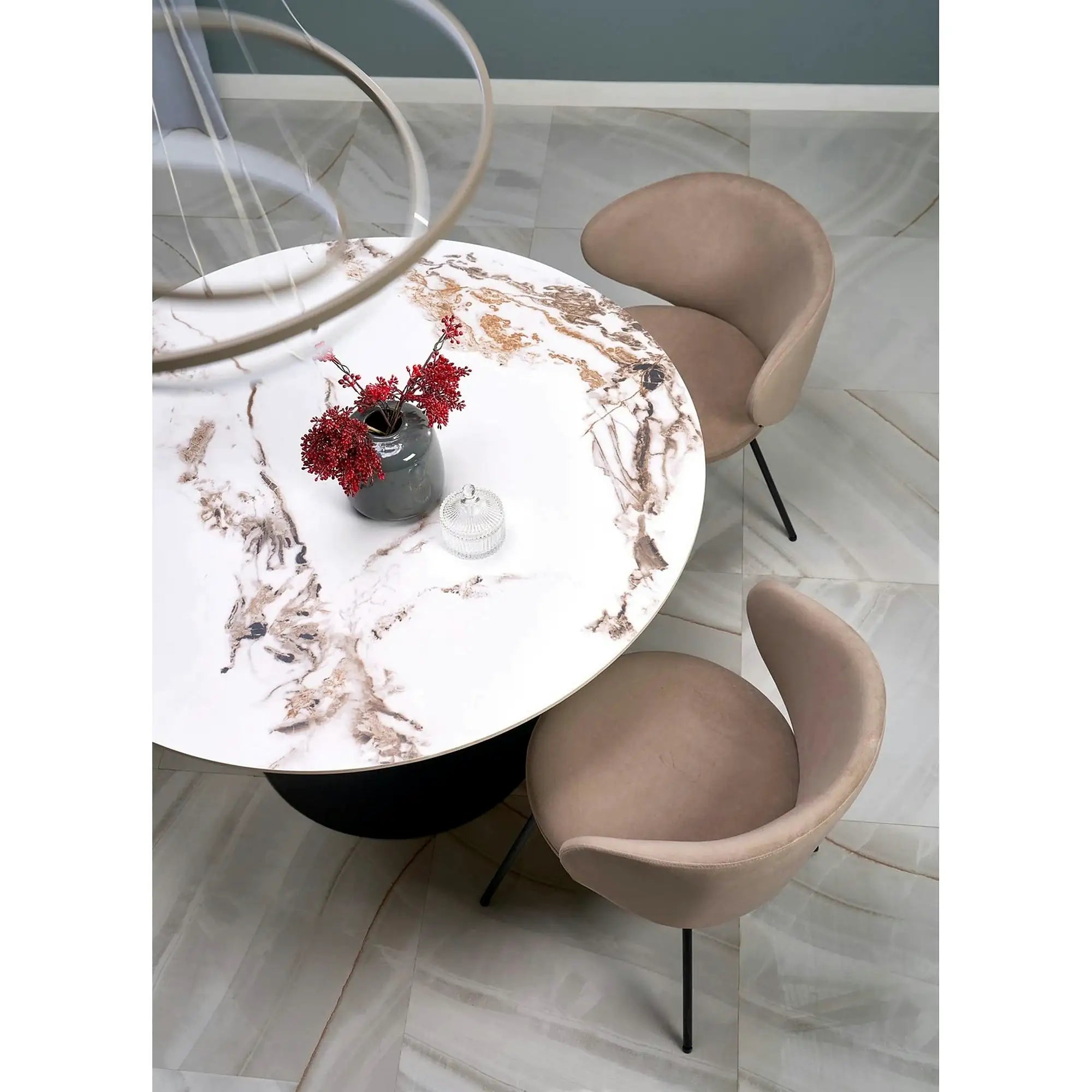 Scaun K587, bej - Mavel 38, stofa catifelata/otel, 60x58x77 cm