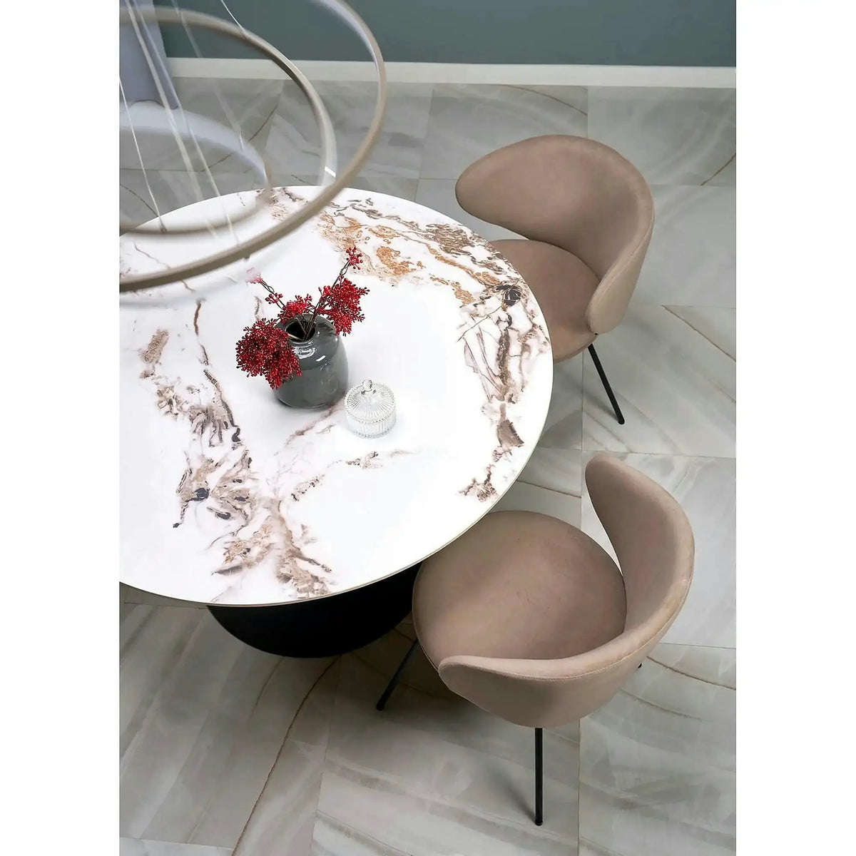 Scaun K587, bej - Mavel 38, stofa catifelata/otel, 60x58x77 cm
