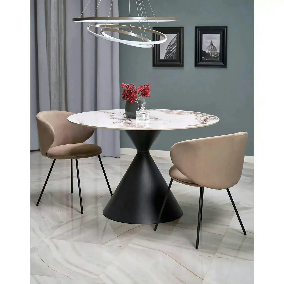 Scaun K587, bej - Mavel 38, stofa catifelata/otel, 60x58x77 cm