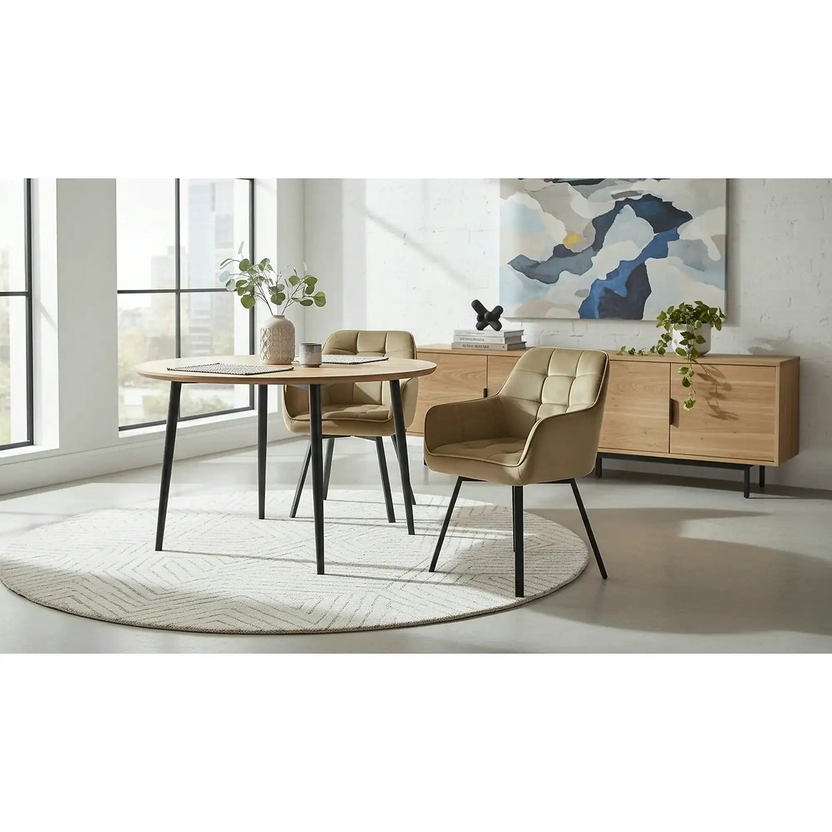 Scaun K588, bej - HLR 07, stofa catifelata/otel, 55x60x89 cm