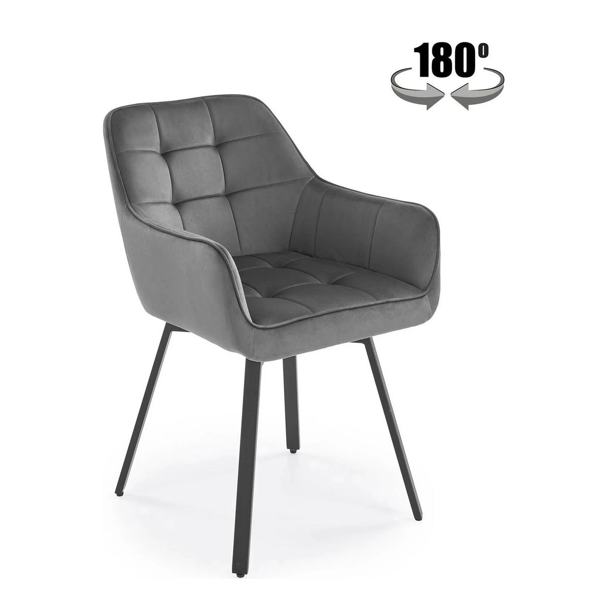 Scaun K588, gri - HLR 21, stofa catifelata/otel, 55x60x89 cm