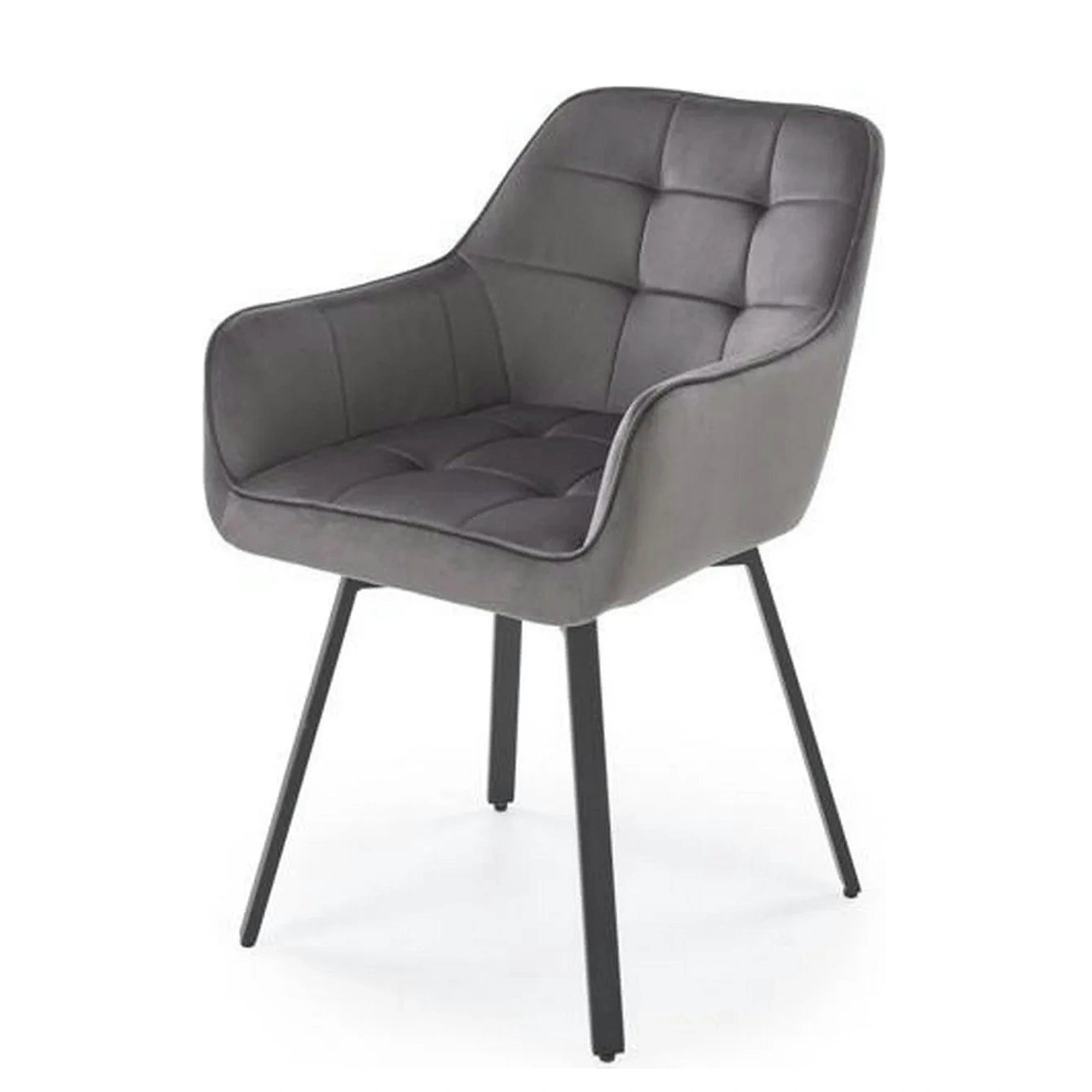 Scaun K588, gri - HLR 21, stofa catifelata/otel, 55x60x89 cm