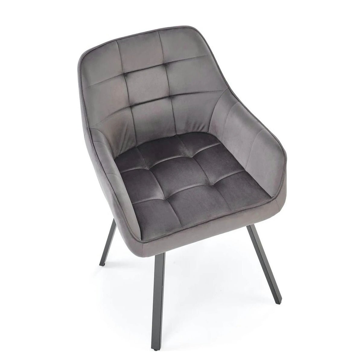 Scaun K588, gri - HLR 21, stofa catifelata/otel, 55x60x89 cm