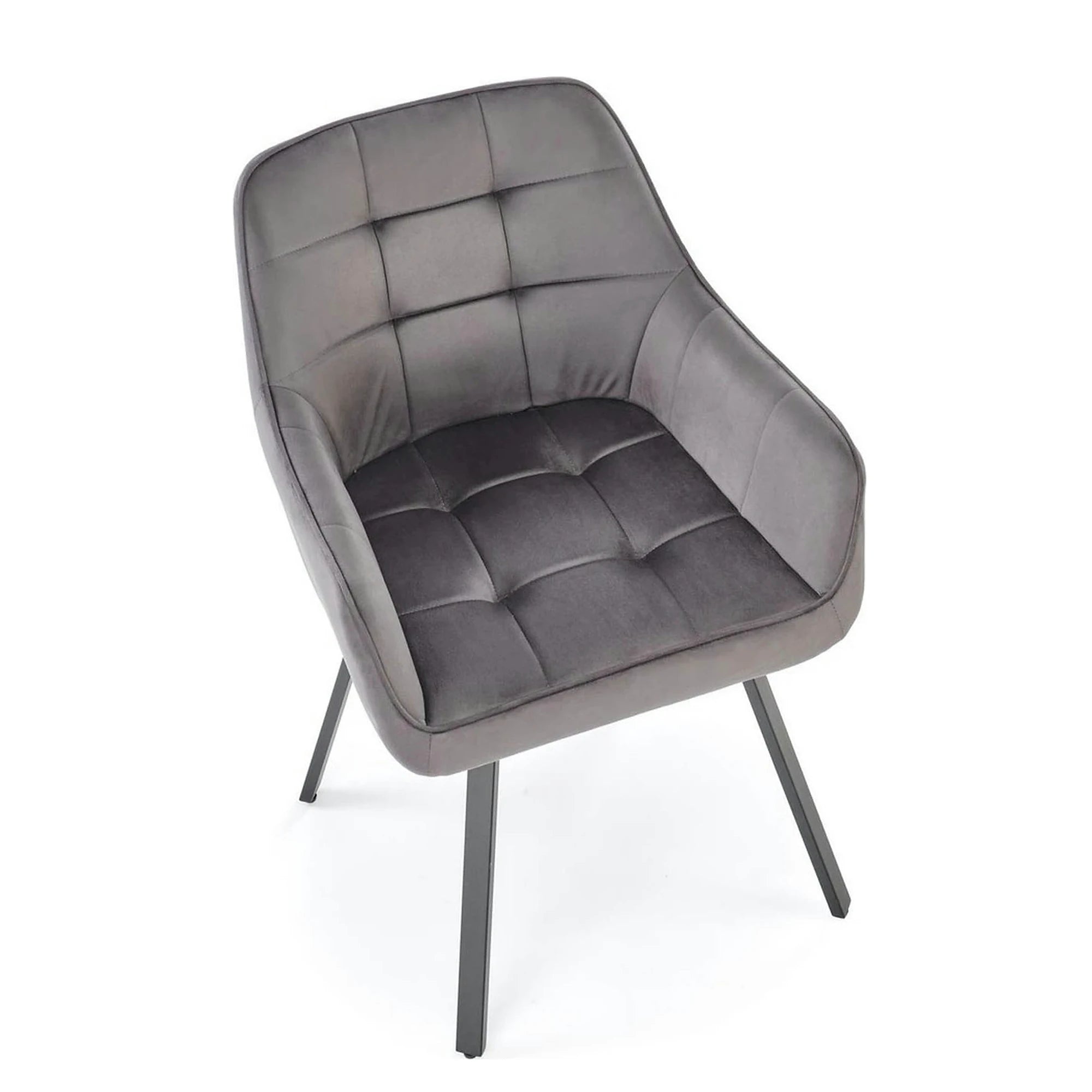 Scaun K588, gri - HLR 21, stofa catifelata/otel, 55x60x89 cm