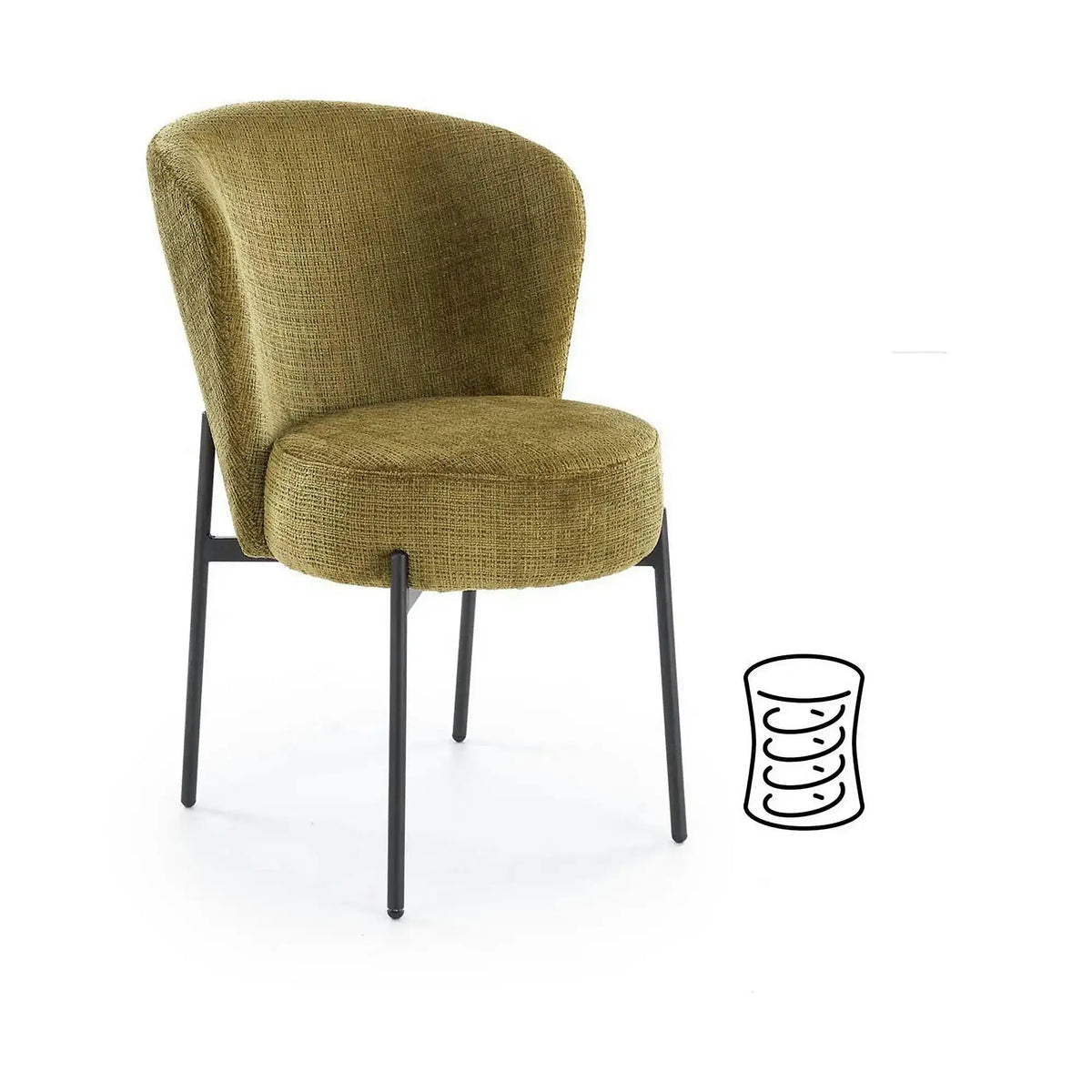 Scaun K590, verde olive - Cremona 38, stofa catifelata/otel, 55x66x80 cm
