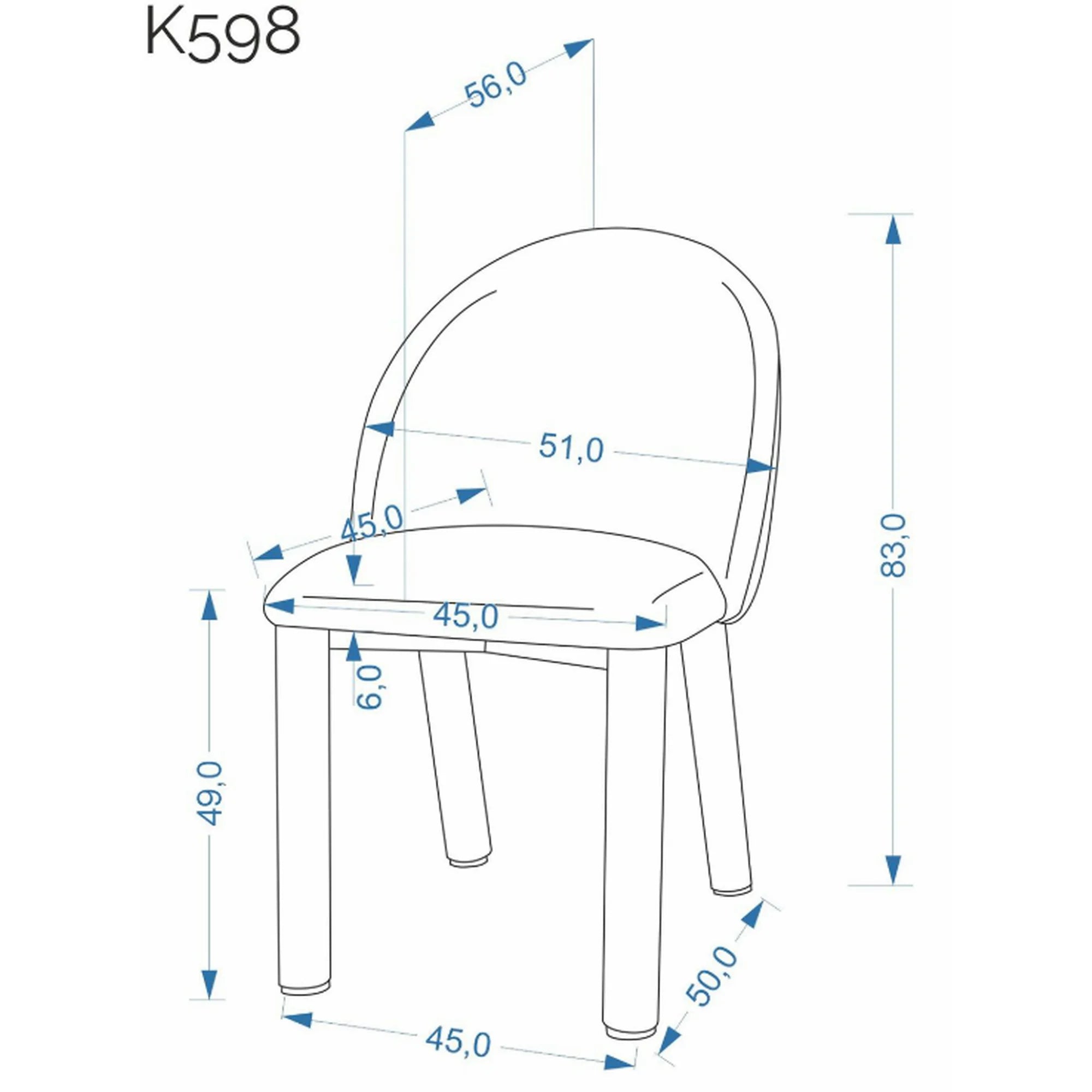 Scaun K598, stofa bej, 51x56x83 cm