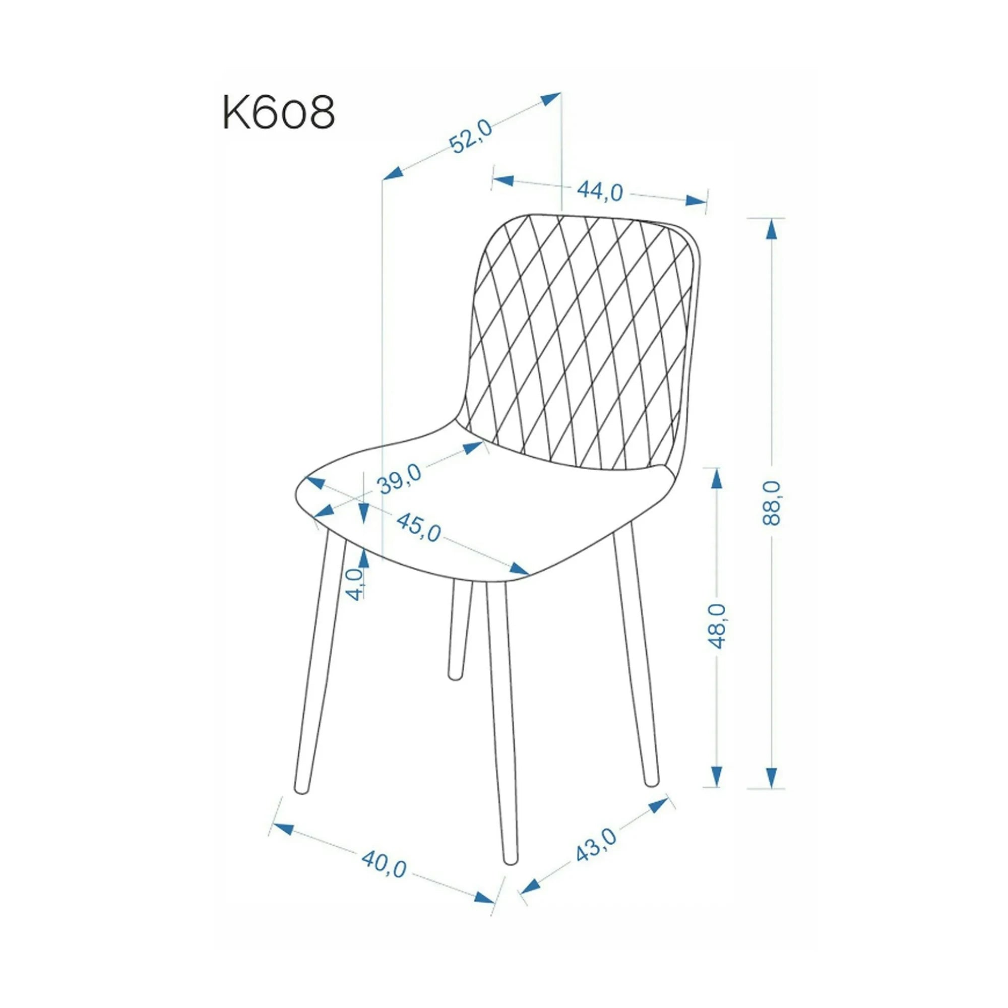 Scaun K608, gri, stofa catifelata/metal, 45x52x88 cm