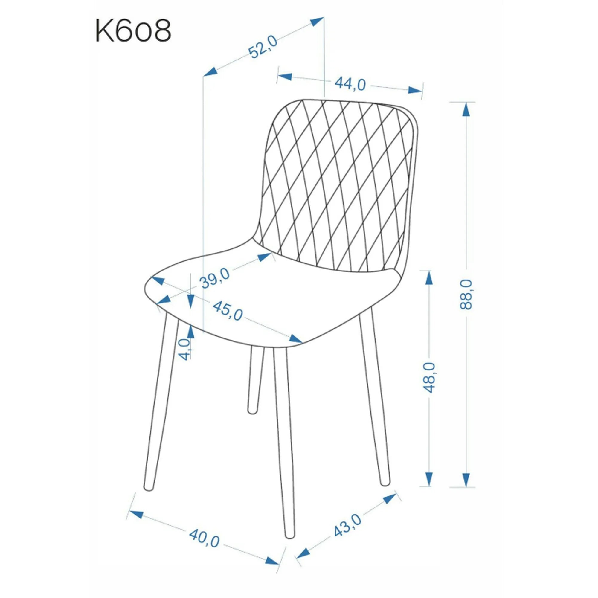 Scaun K608, negru, stofa catifelata/metal, 45x52x88 cm