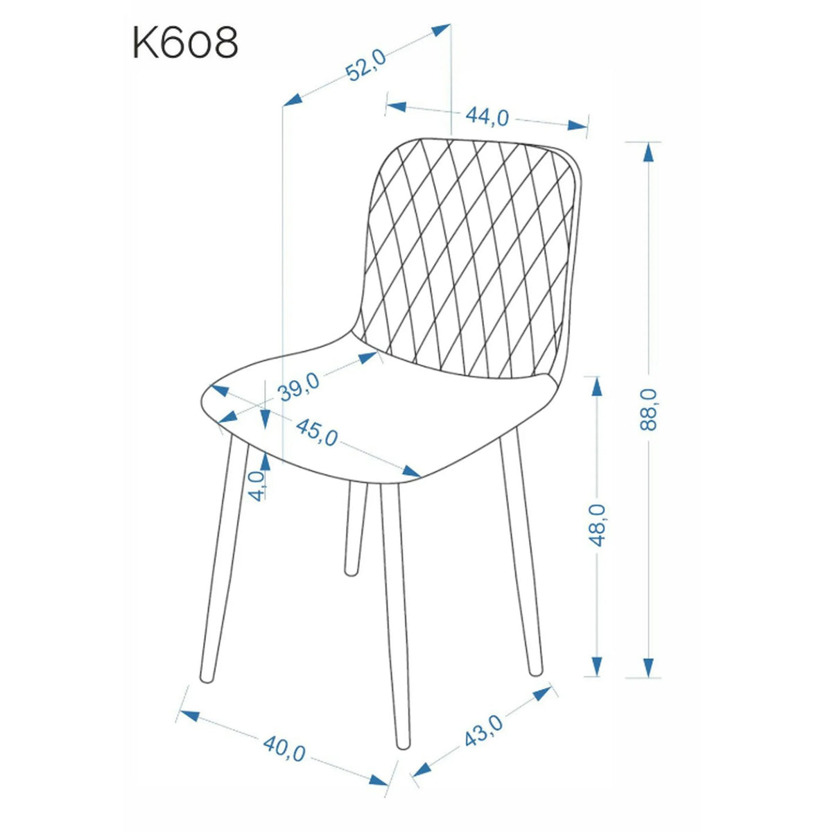 Scaun K608, verde, stofa catifelata/metal, 45x52x88 cm