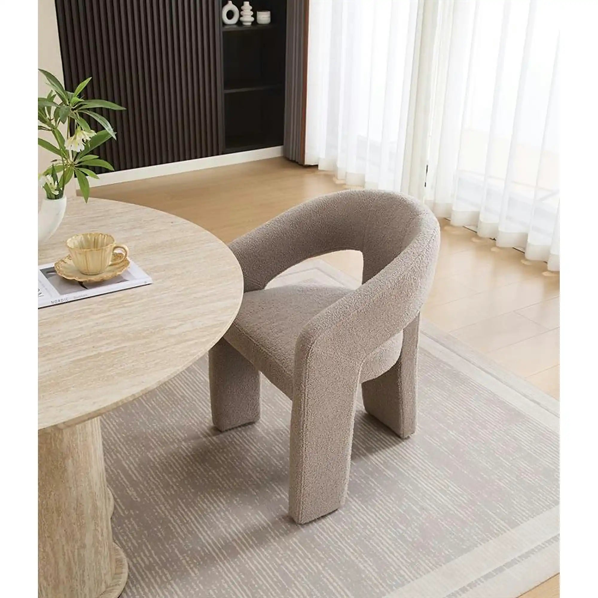 Scaun K612, stofa buclata bej, 56x54x76 cm