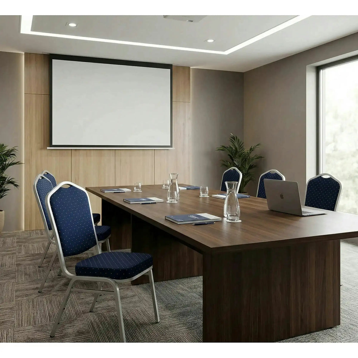 Scaun K66-S, albastru/argintiu, stofa clasica/metal, 45X48X93 CM