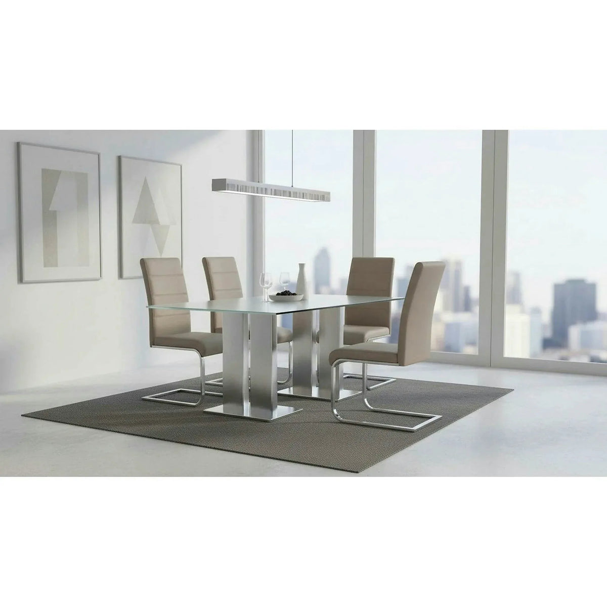 Scaun K85, cappuccino/crom, piele ecologic/metal, 42x56x100 cm