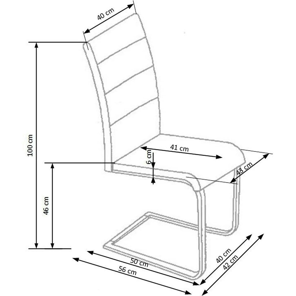 Scaun K85, cappuccino/crom, piele ecologic/metal, 42x56x100 cm