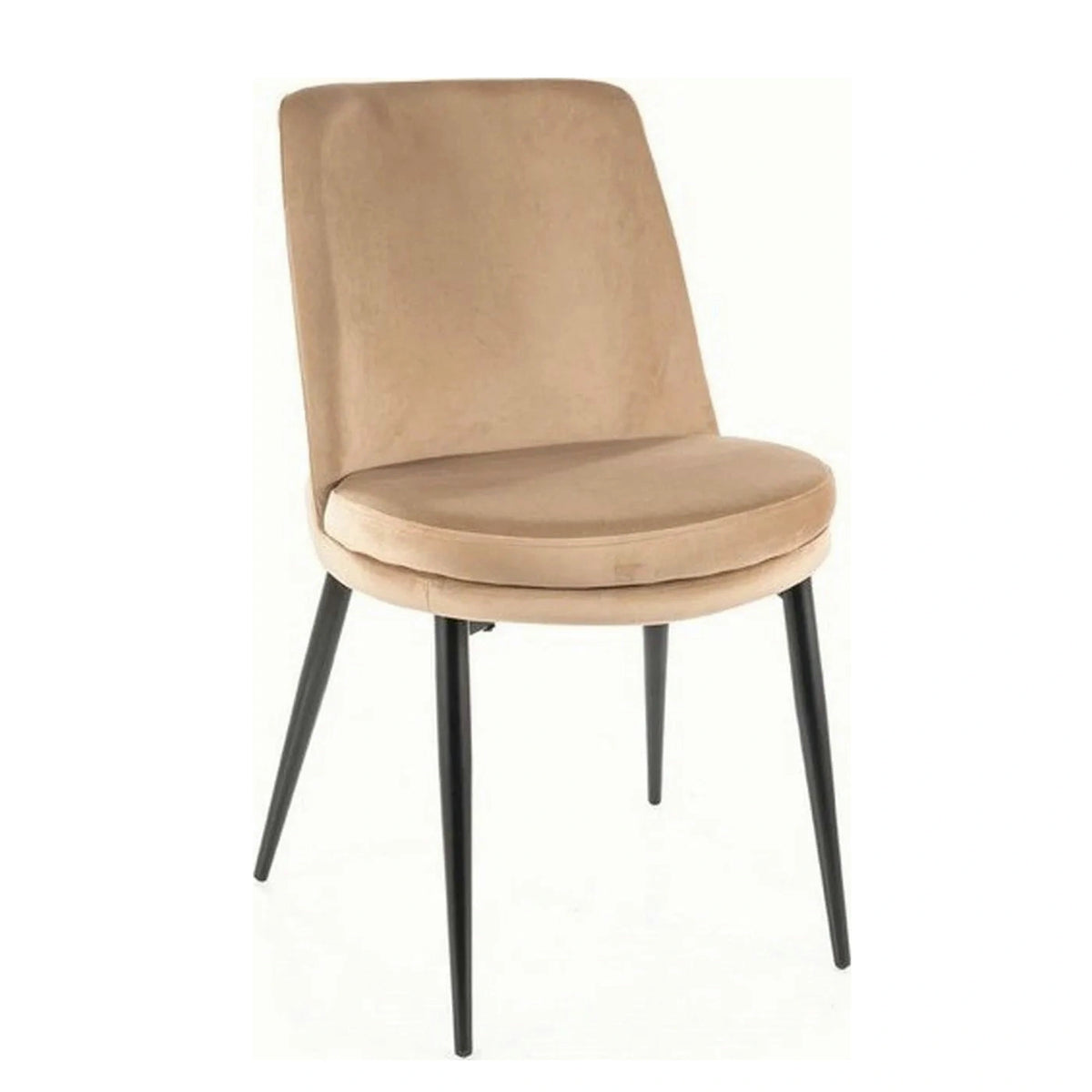 Scaun KAYLA, bej/negru, stofa catifelata/metal, 49x46x84 cm