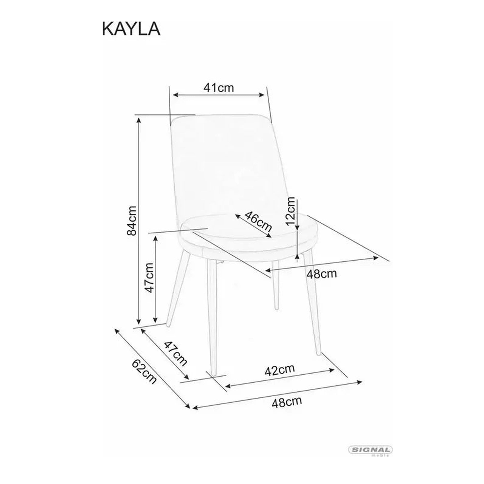 Scaun KAYLA, bej/negru, stofa catifelata/metal, 49x46x84 cm