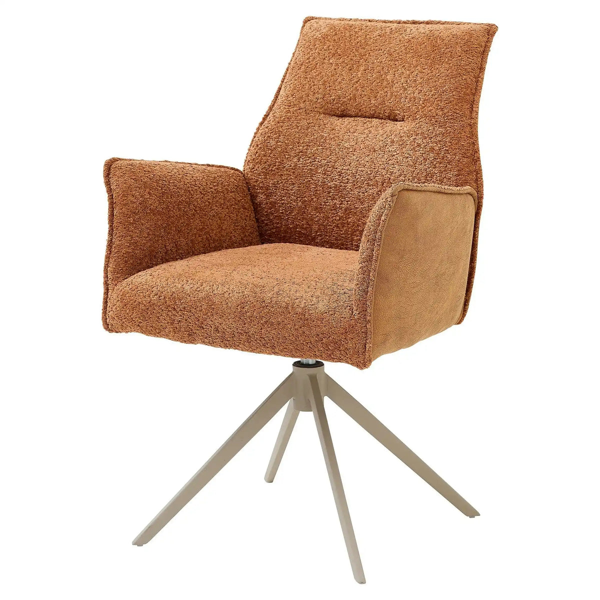 Scaun KAYLA, caramiziu/bej, stofa buclata/stofa clasica/metal, 58x63x88 cm