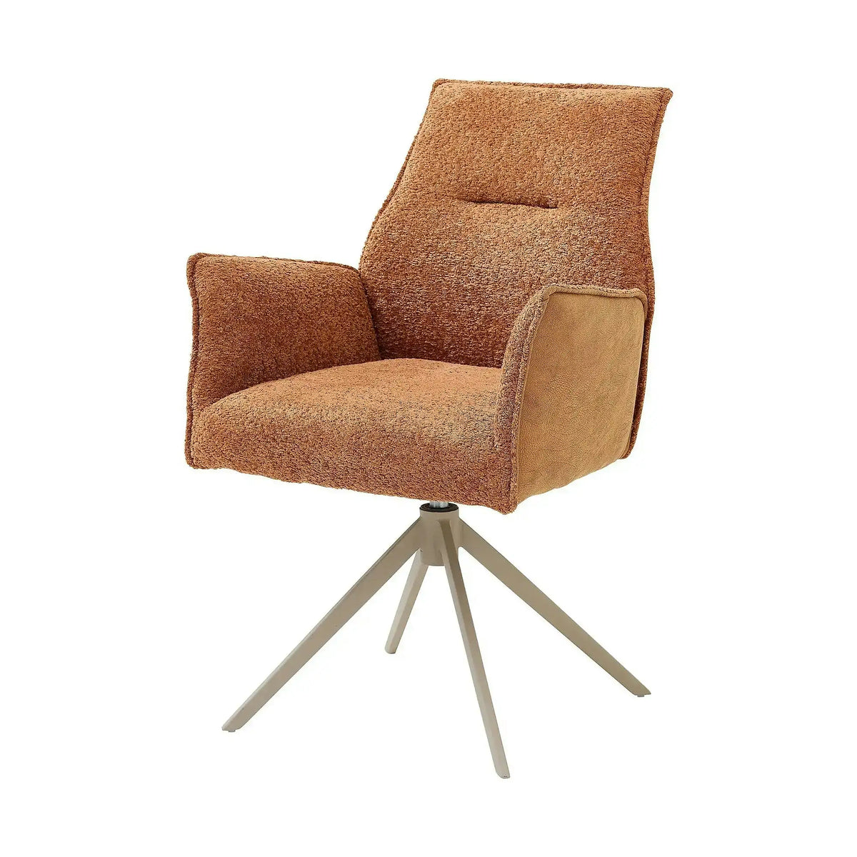 Scaun KAYLA, caramiziu/bej, stofa buclata/stofa clasica/metal, 58x63x88 cm